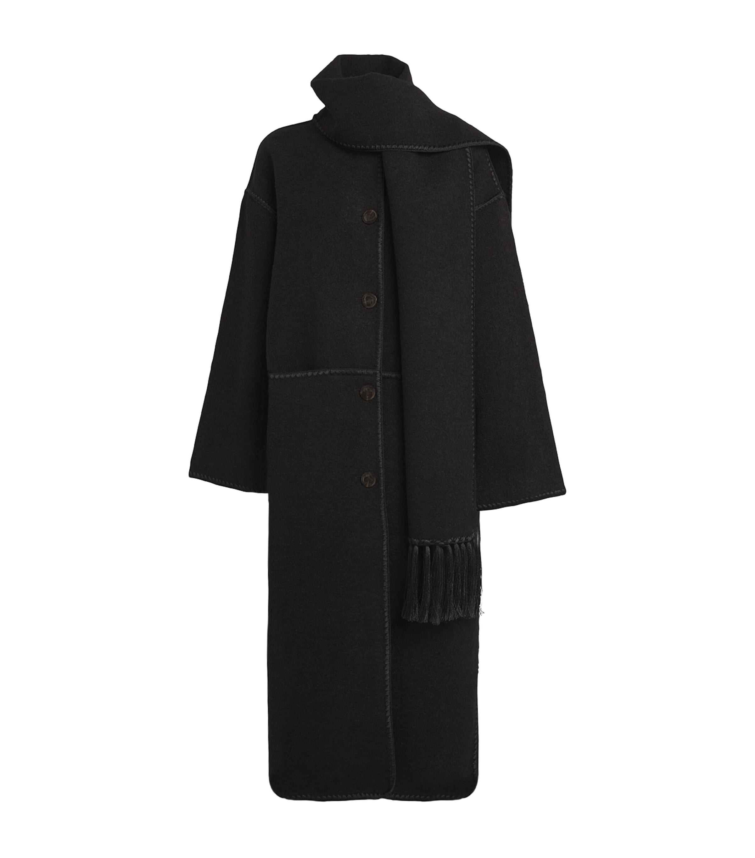 Wool-Blend Scarf Coat