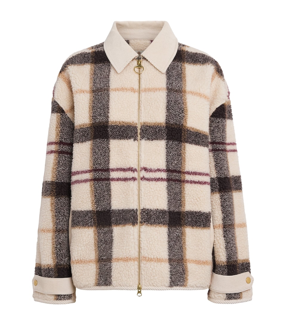 Barbour Womens Fleece Tartan Hazelwood Jacket Ecru Muted Tartan