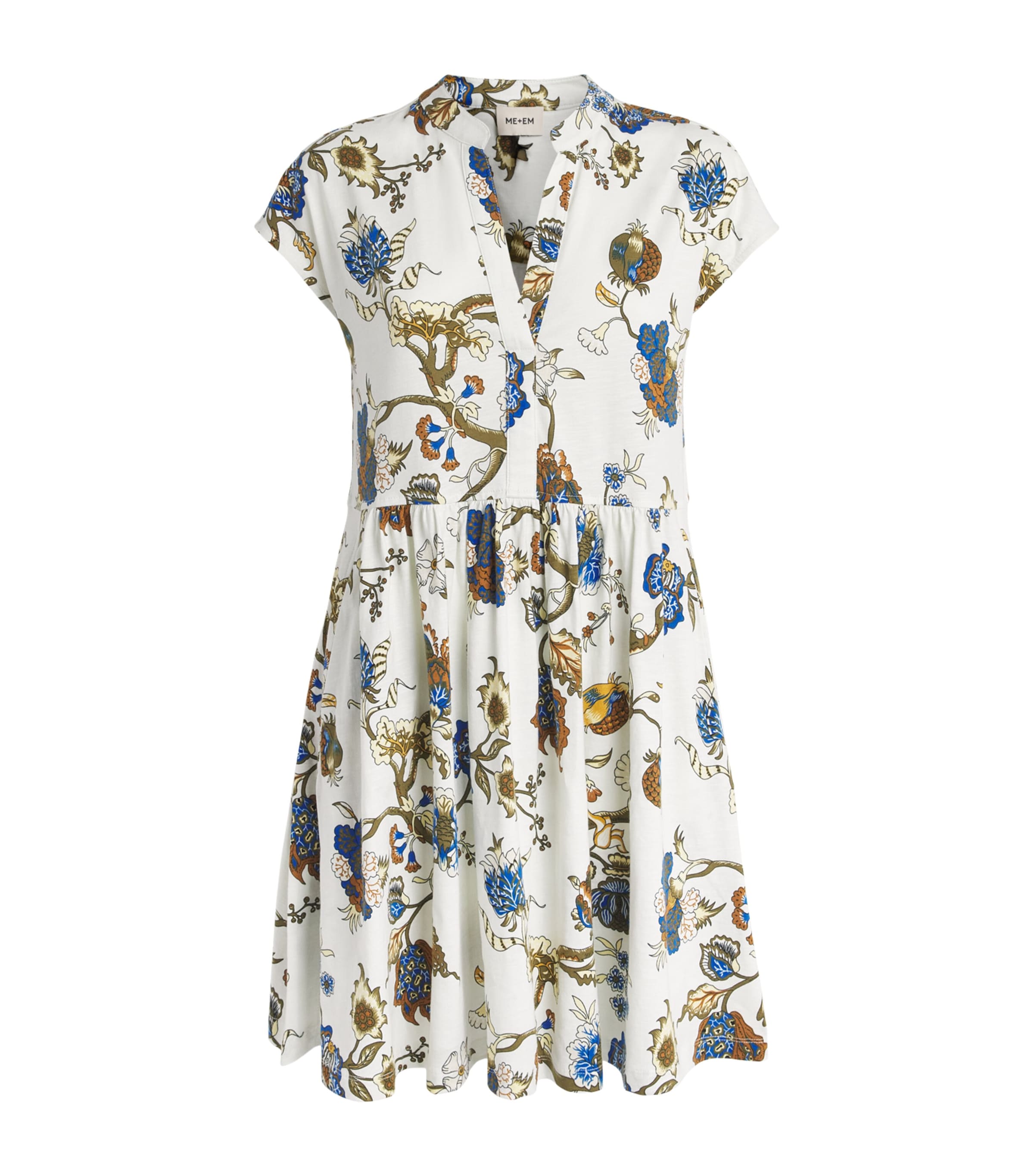 ME+EM Womens Floral Print Mini Dress Light Cream Multi