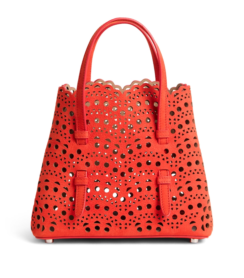 Alaïa Nubuck Leather Le Mina Tote Bag Orange Brule
