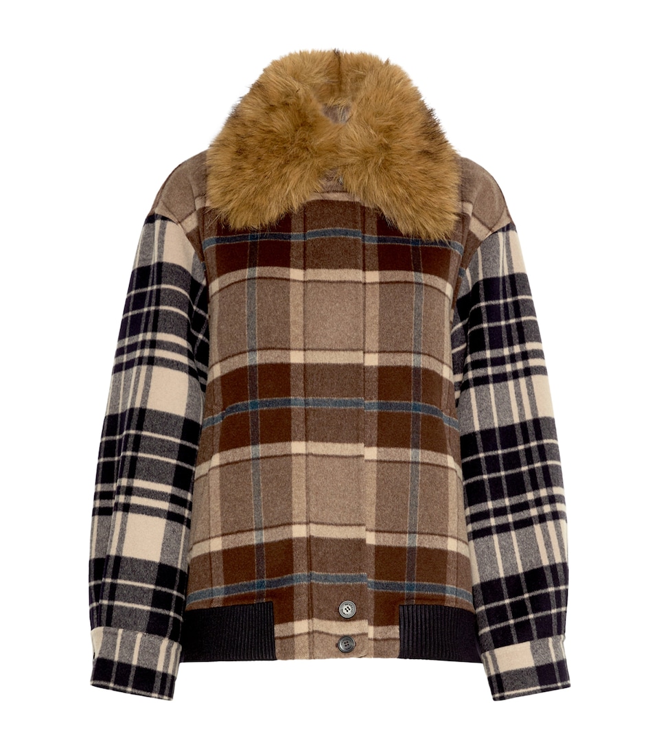 Weekend Max Mara Womens Virgin Wool Check Jacket Brown