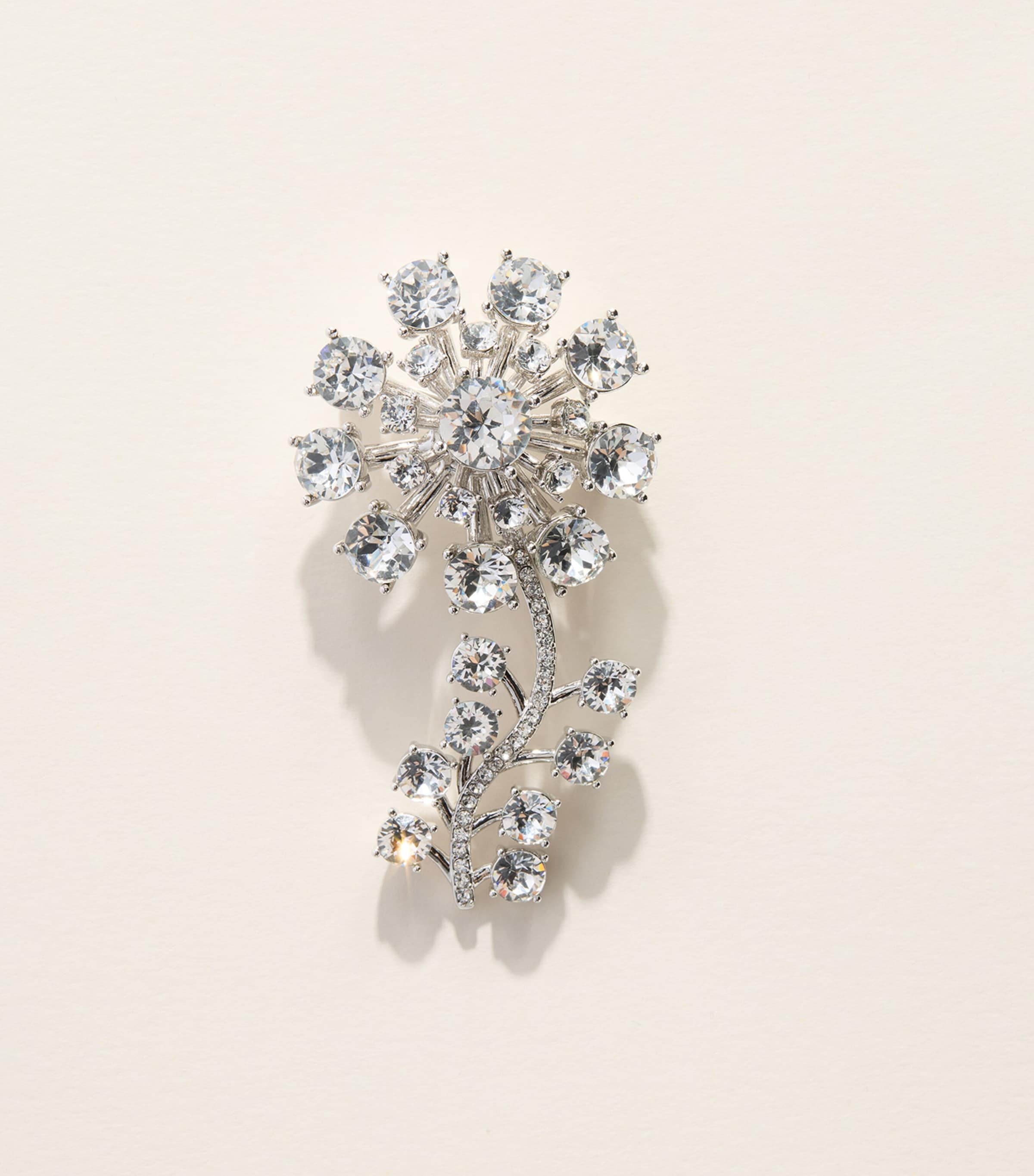 Self-Portrait Crystal Flower Brooch Silver