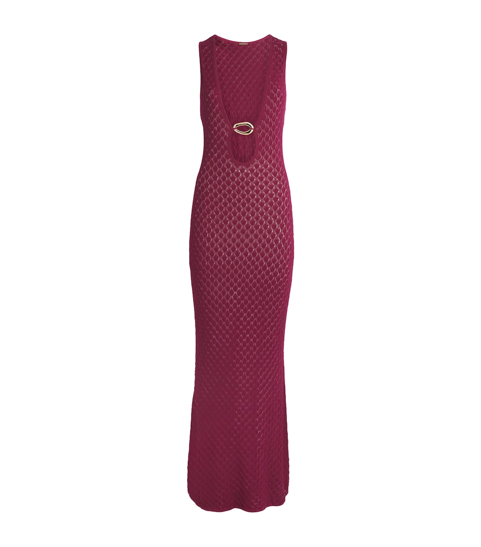 AWAY THAT DAY Womens Crochet Dominica Maxi Dress Cassis
