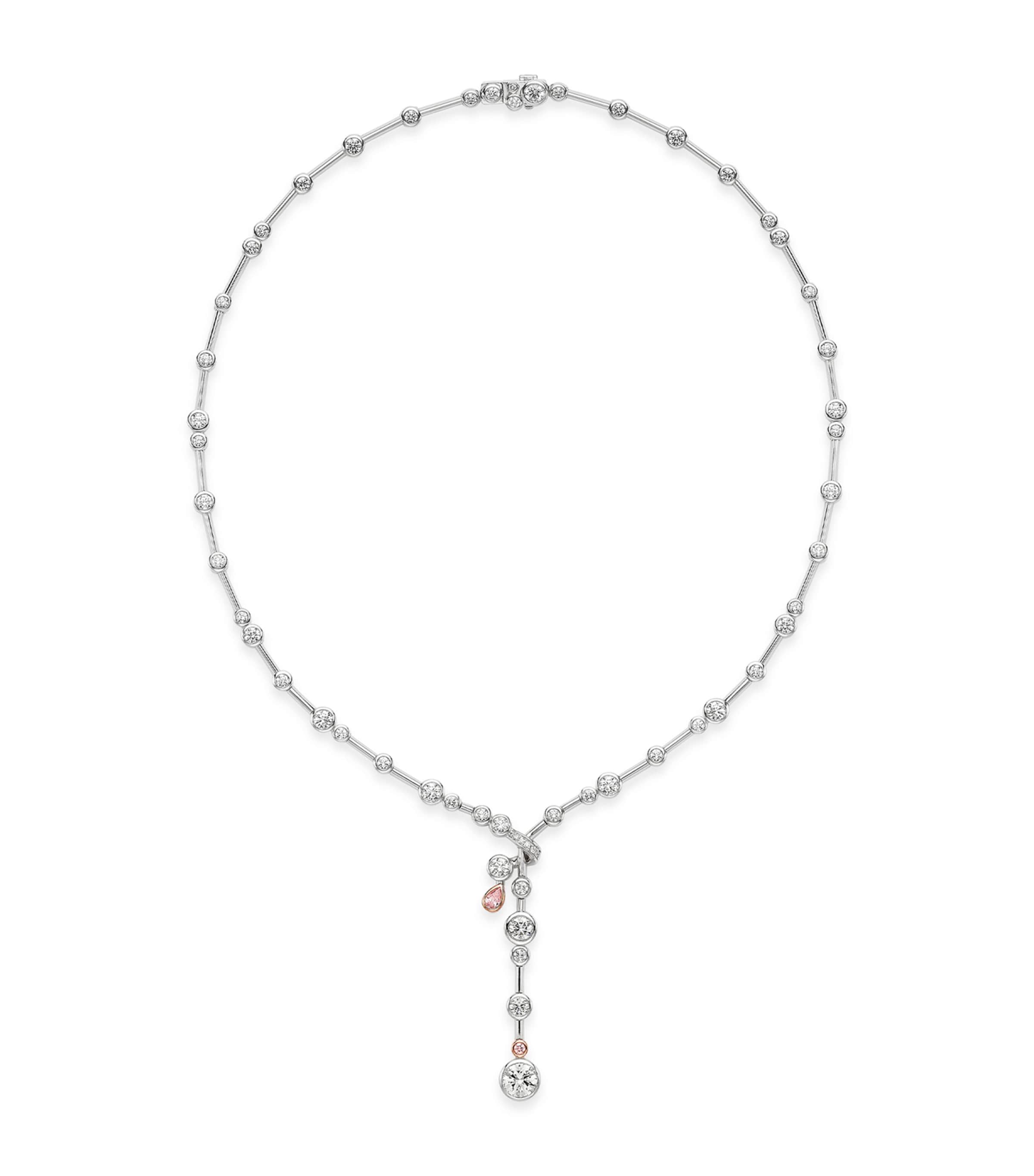 Platinum, Rose Gold and Diamond Raindance Necklace