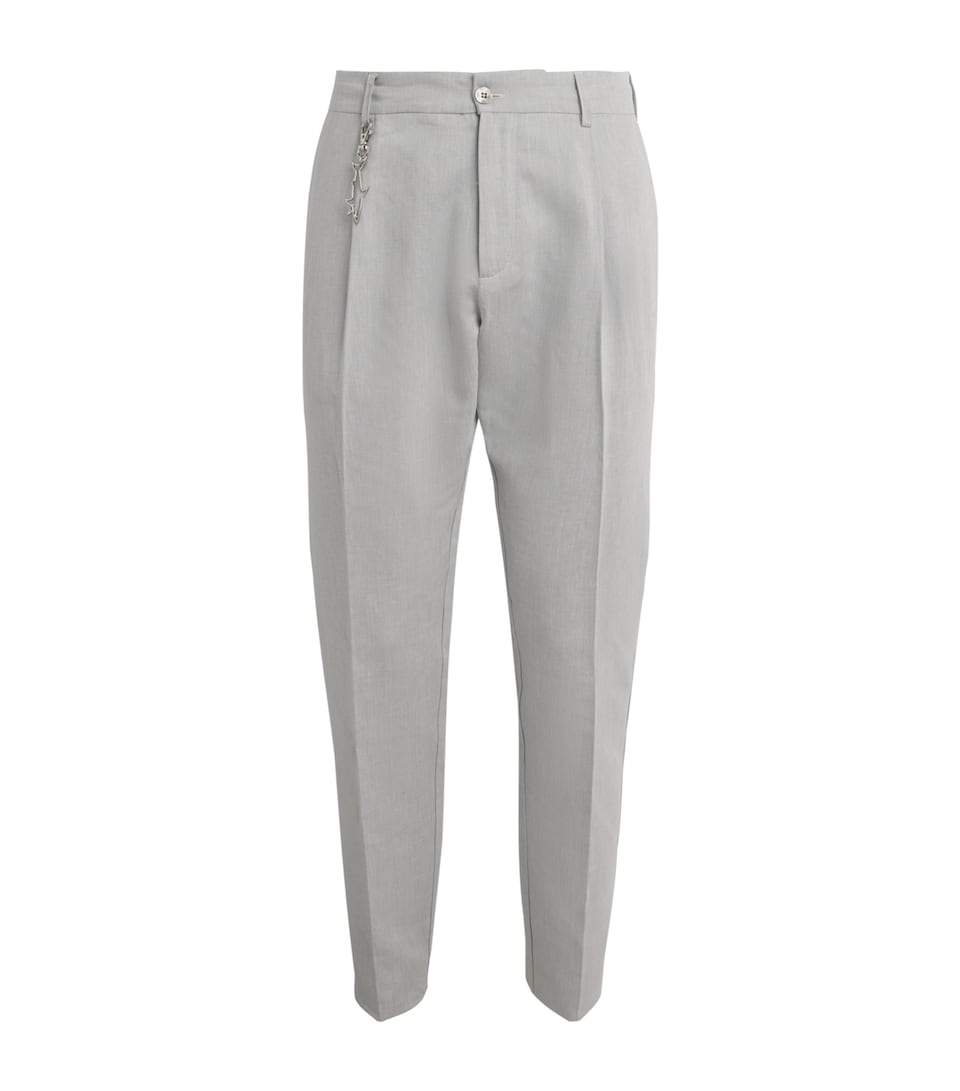 Paul & Shark Mens Linen-Cotton Drawstring Chinos Light Grey