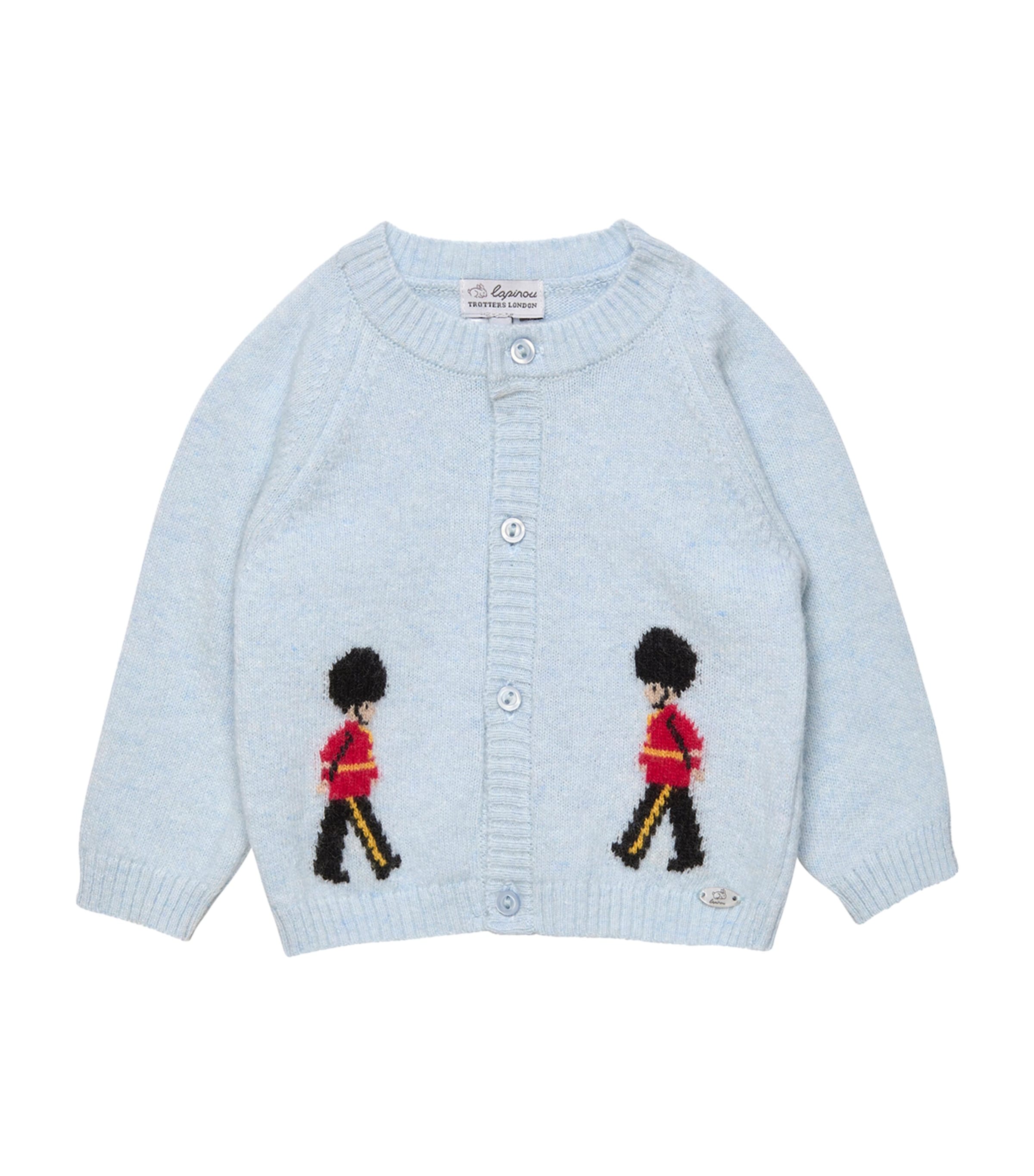 Trotters Cotton-Wool Guardsman Cardigan (0-9 Months) Pale Blue