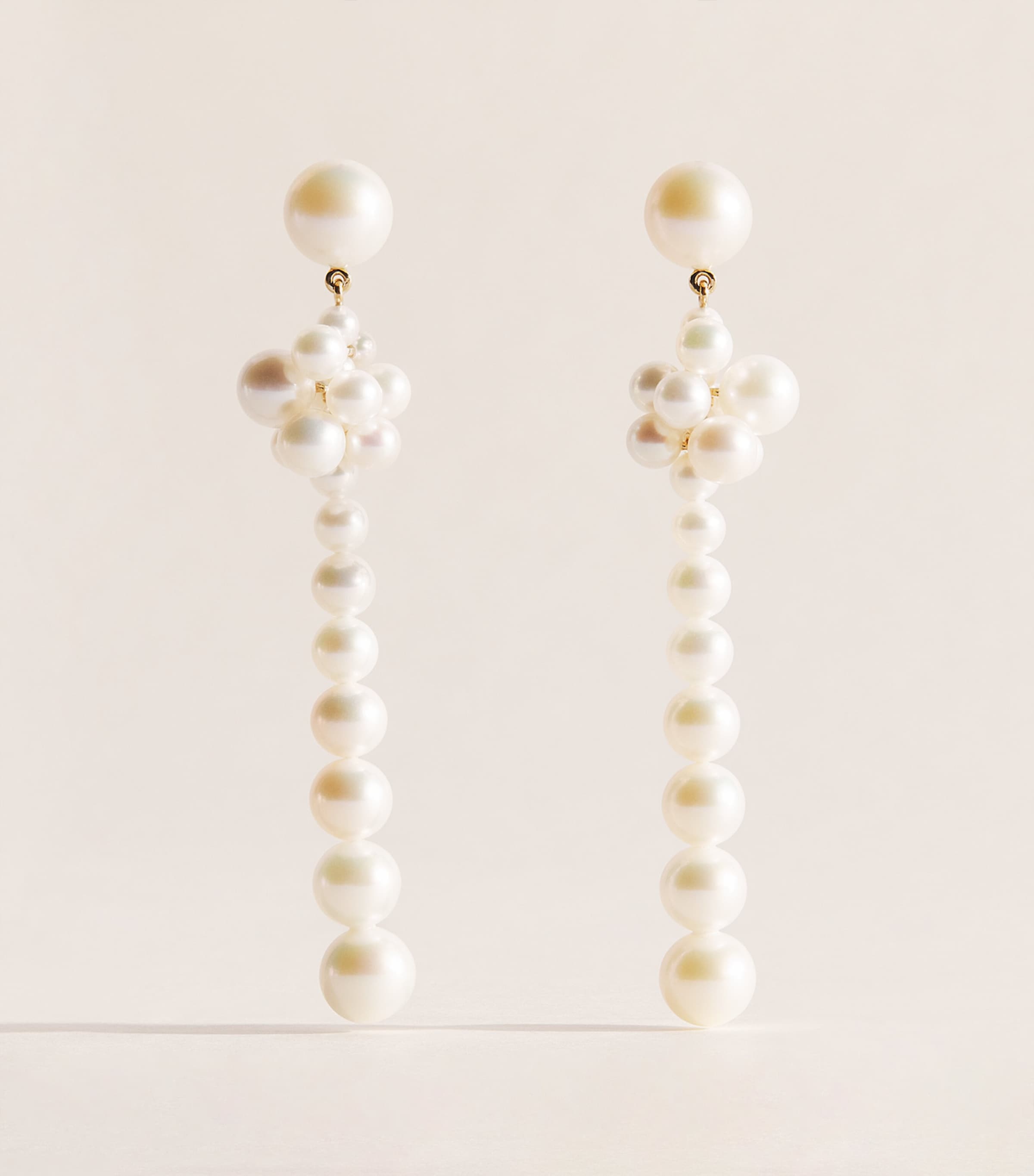 Sophie Bille Brahe Yellow Gold and Pearl Colonna Botticelli Drop Earrings Yellow Gold