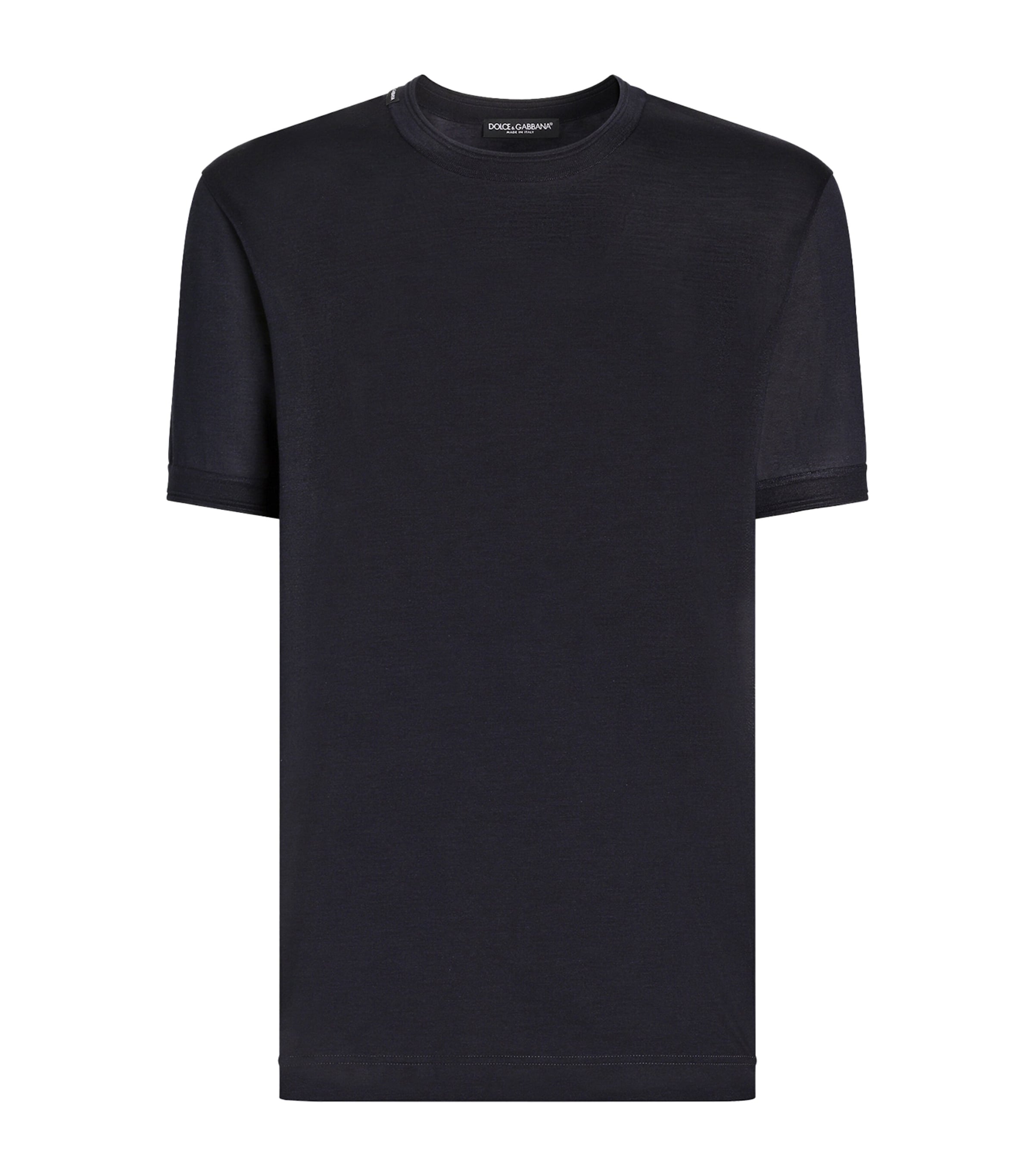 Dolce&Gabbana Mens Silk T-Shirt Very Dark Blue