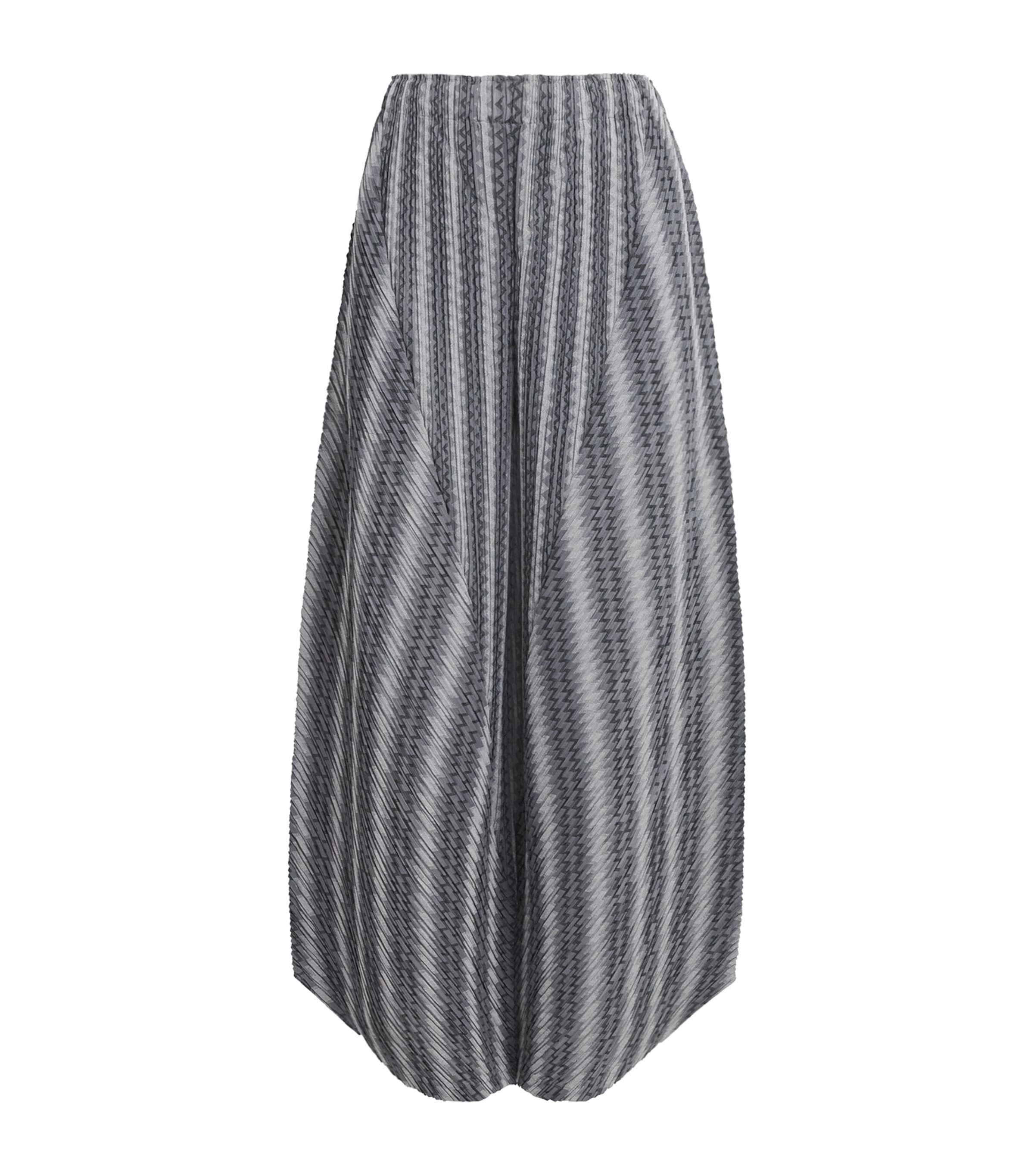 Pleats Please Issey Miyake Womens Cotton-Blend Zigzag Trousers Grey