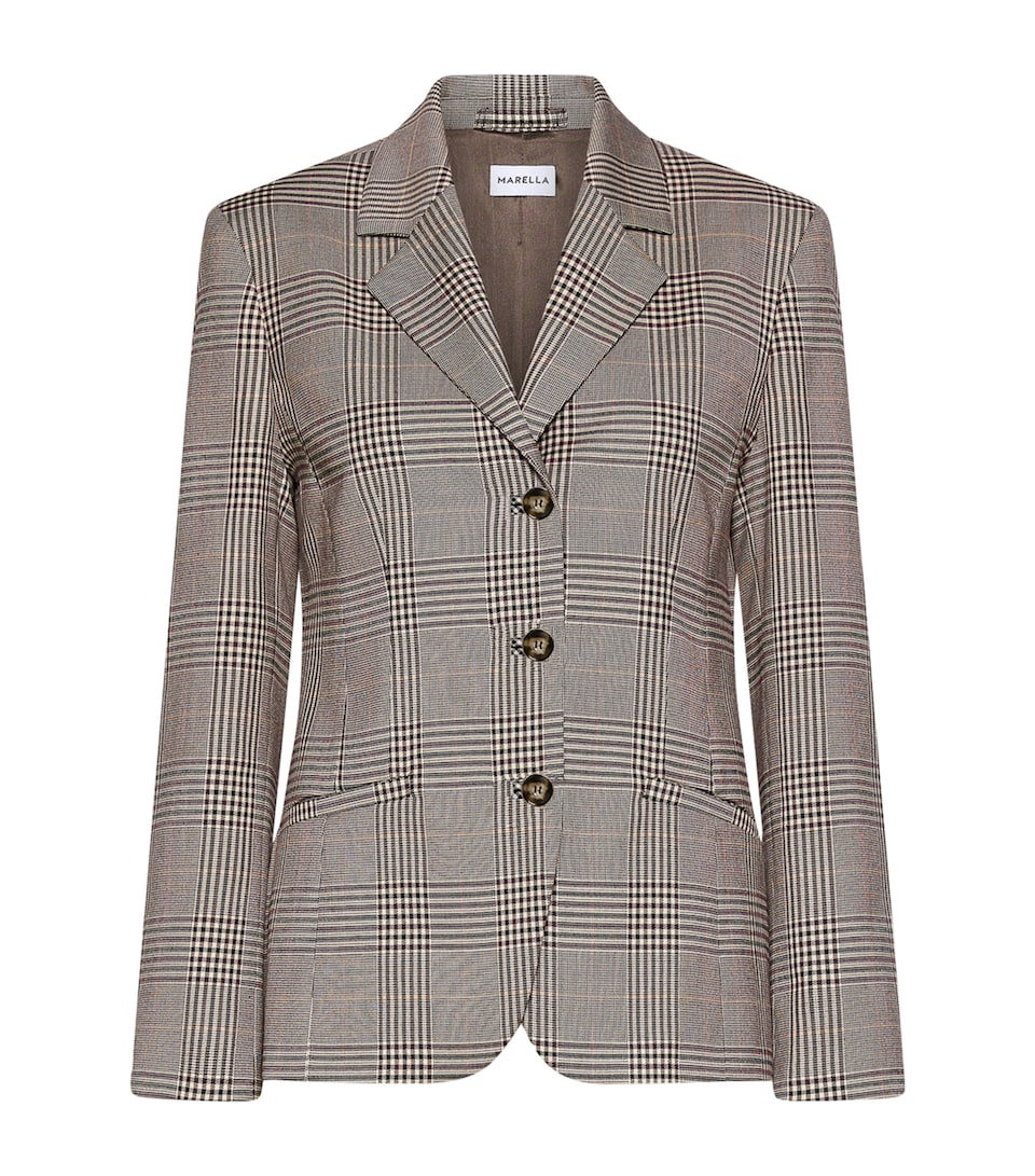 Marella Womens Check Blazer Chocolate