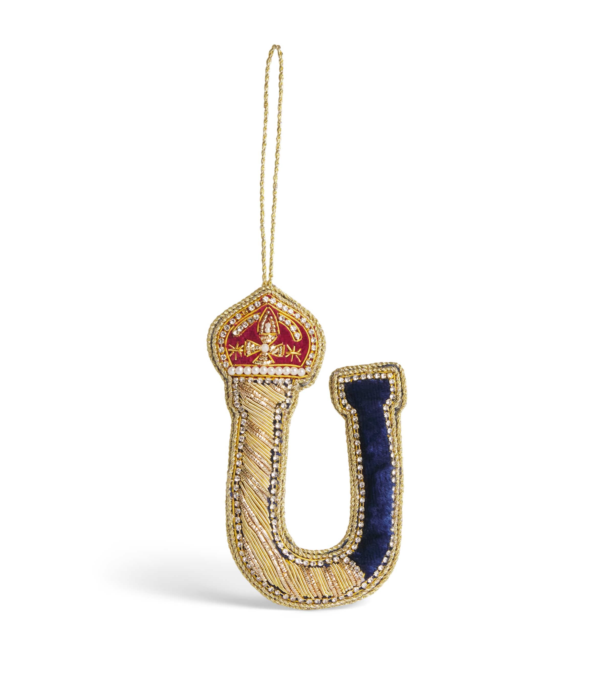 Tinker Tailor Letter U Tree Decoration Navy, Gold & Wine