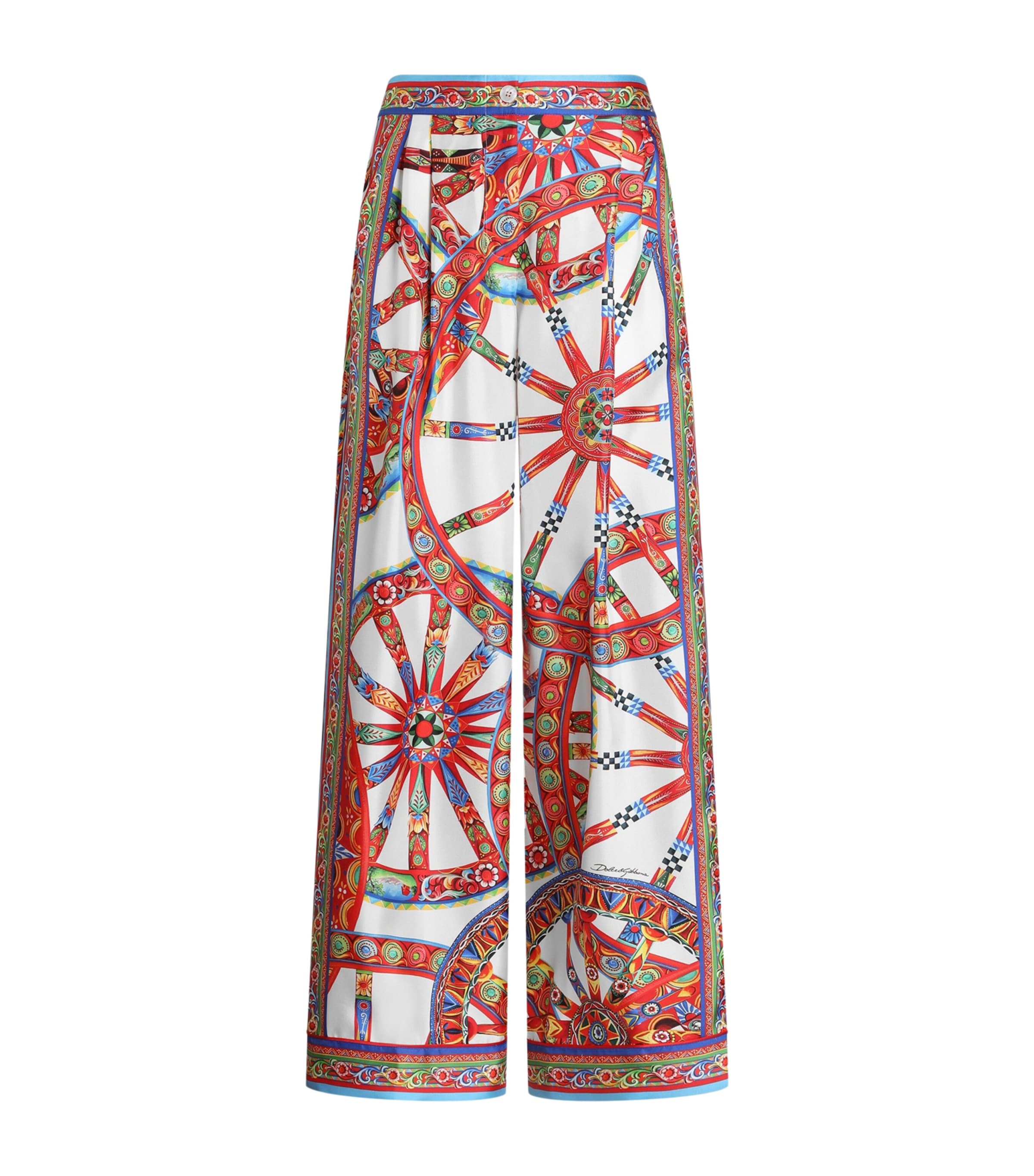 Dolce&Gabbana Womens Silk Caretto Wide-Leg Trousers Combined Colou