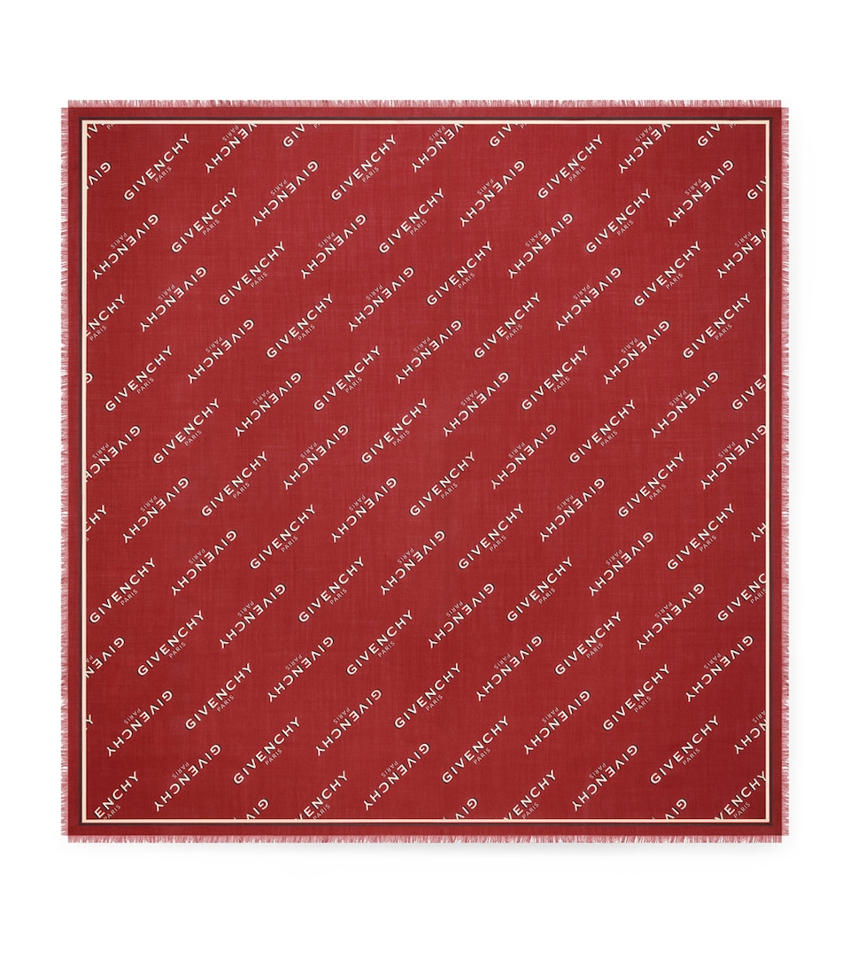 Givenchy Wool-Silk Logo Shawl Red