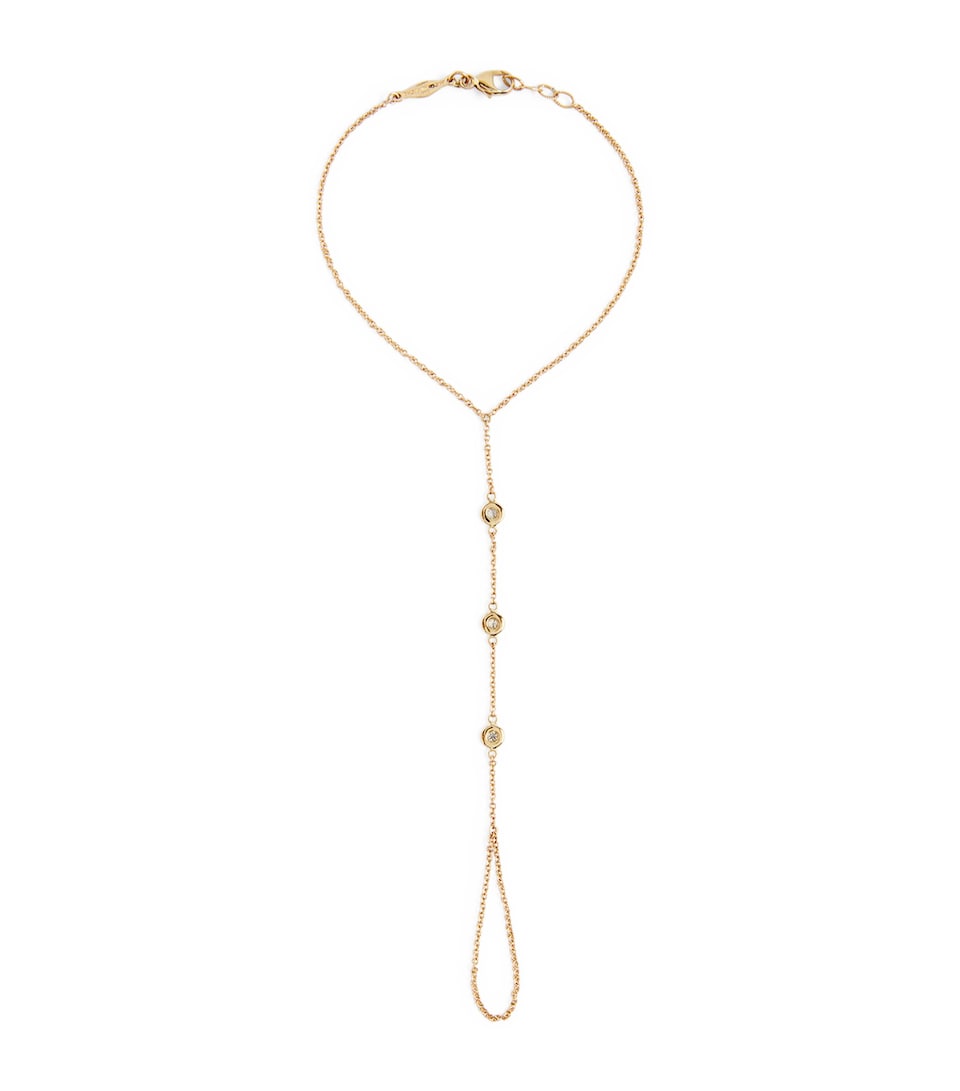 Yellow Gold and Diamond Spaced Out Finger Bracelet