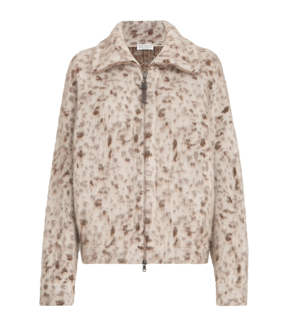 Brunello Cucinelli Womens Mohair-Blend Zip-Up Cardigan