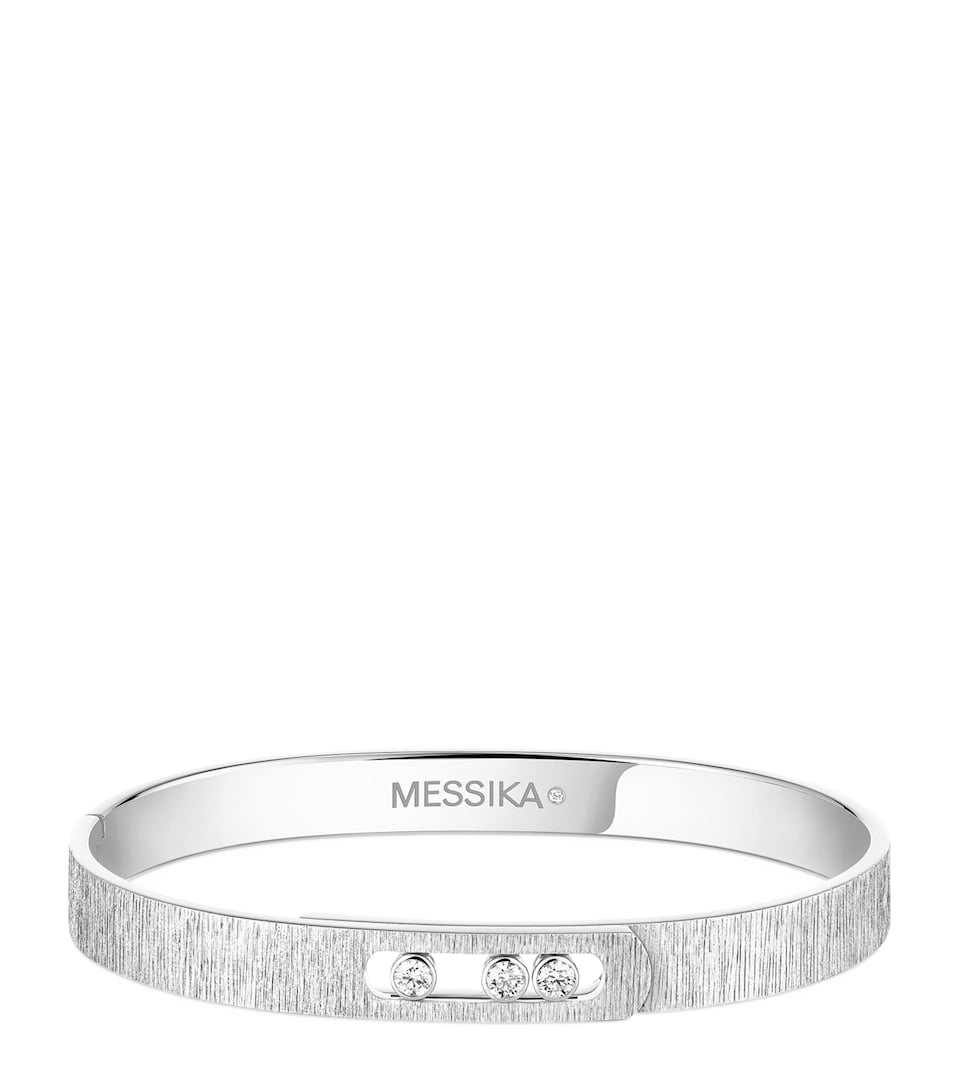 Messika Move Noa Diamond and White Gold Chiselled Bangle White Gold