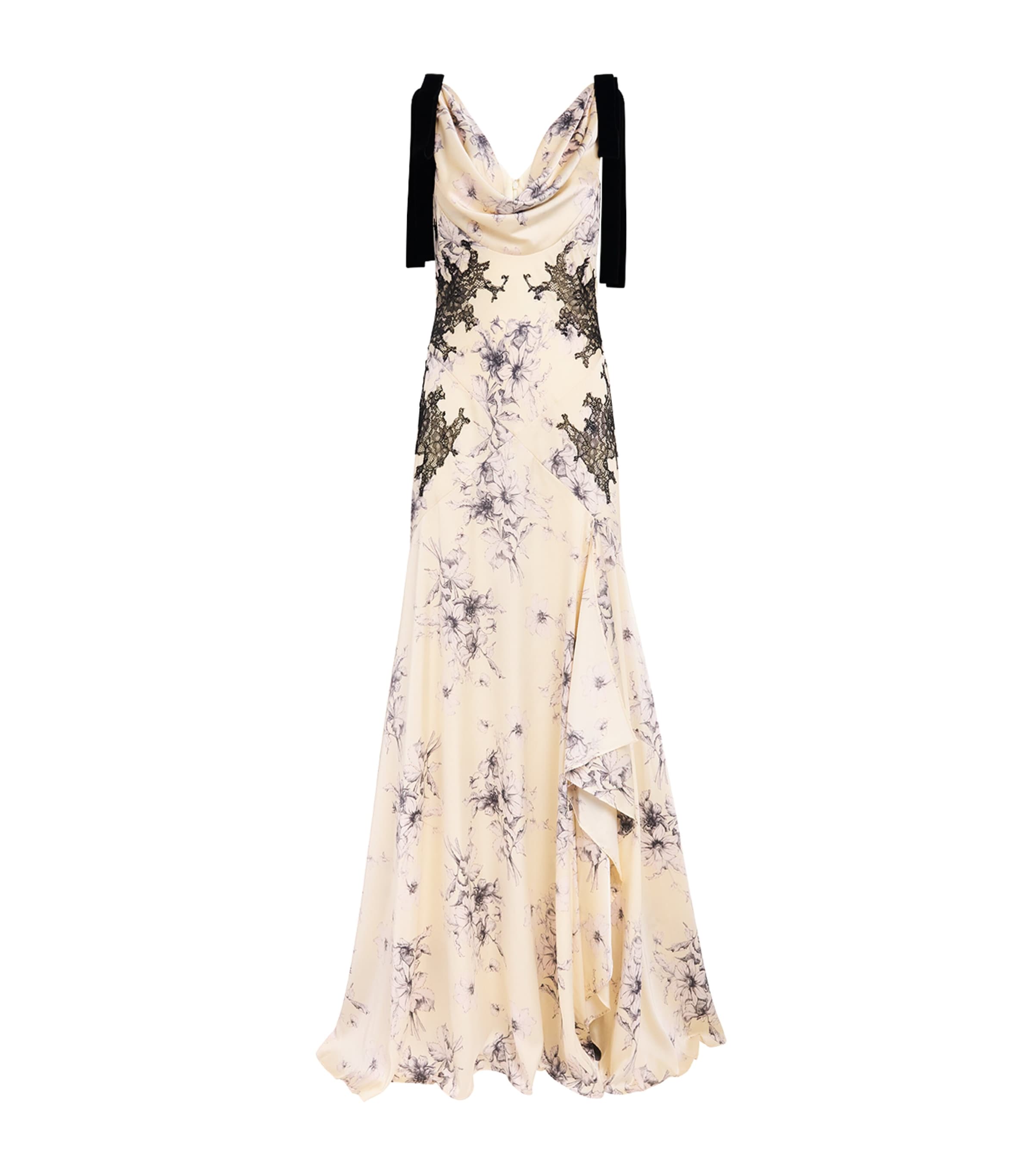 Cinq A Sept Womens Hand-Sketched Antonella Gown Gardenia/black