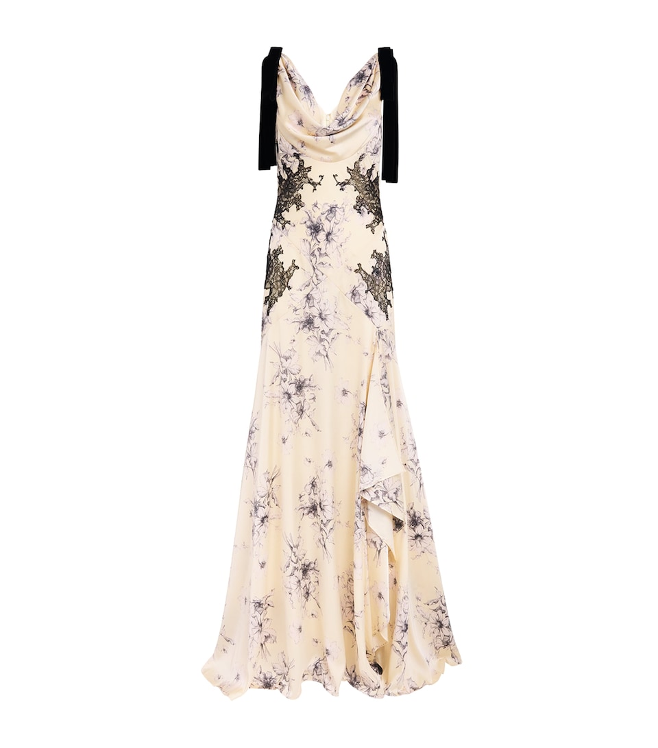 Cinq A Sept Womens Hand-Sketched Antonella Gown Gardenia/black