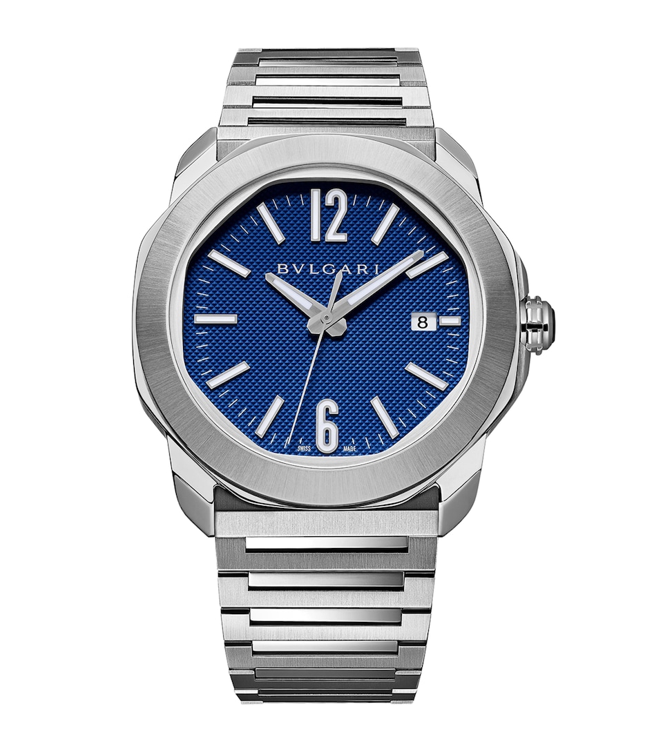 Bvlgari Stainless Steel Octo Roma Automatic Watch 41mm Blue