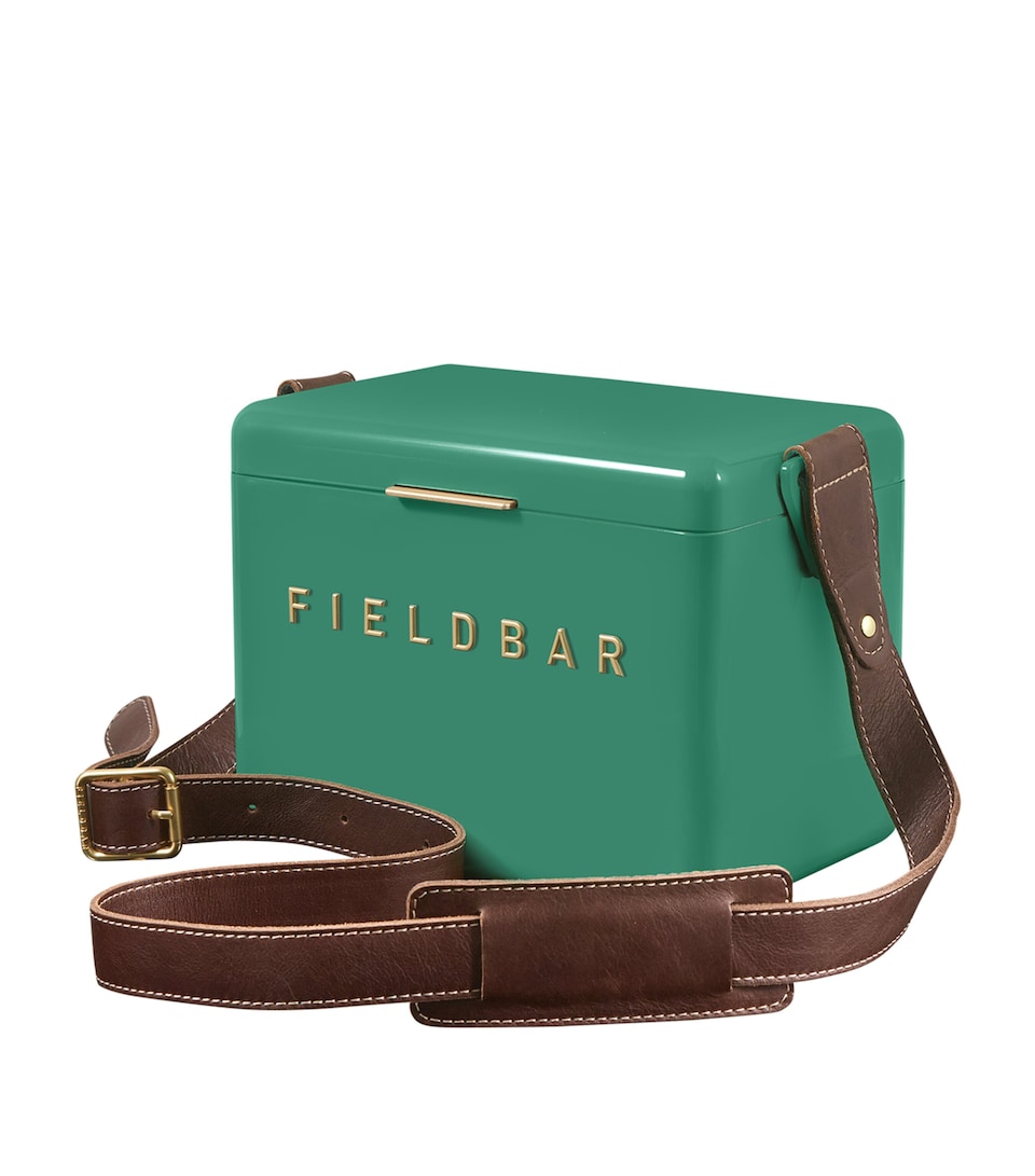 Fieldbar Mini Bar Cooler Box with Leather Sling (4L) Green