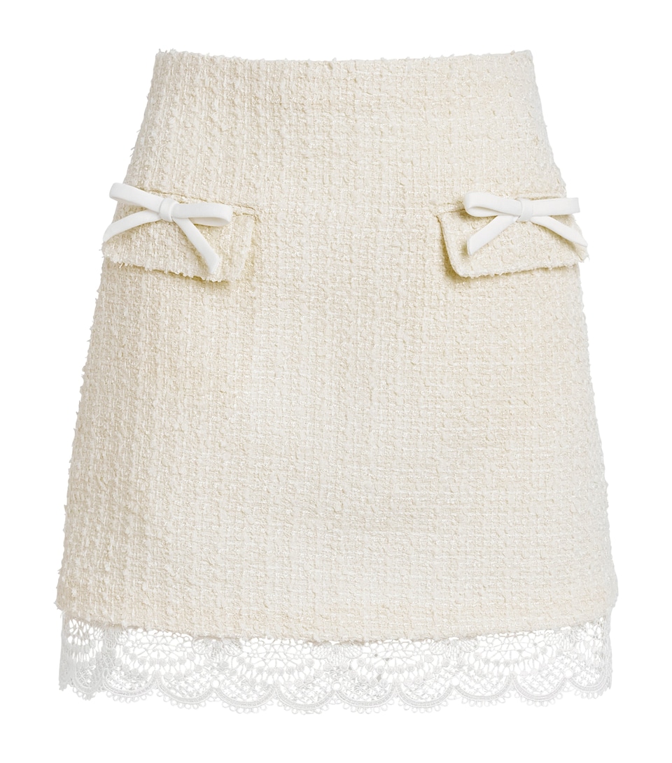 Self-Portrait Womens Bouclé Lace Mini Skirt Cream