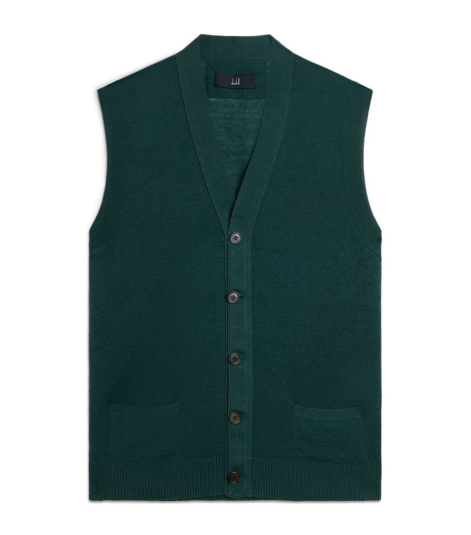 Dunhill Mens Linen-Cashmere Sweater Vest Green
