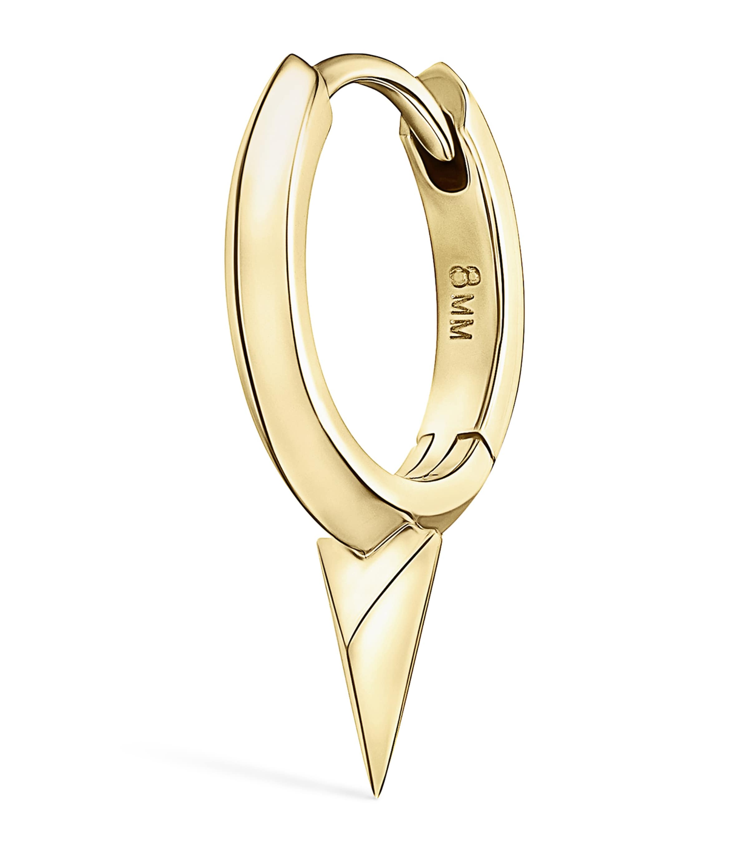 Yellow Gold Faceted Single Short Spike Hoop Earring (8mm)