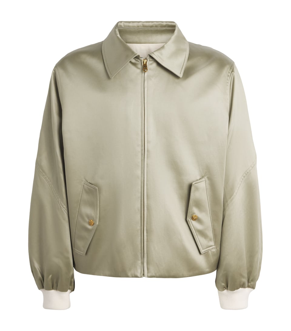 Willy Chavarria Mens Satin Opera Bomber Jacket Stucco