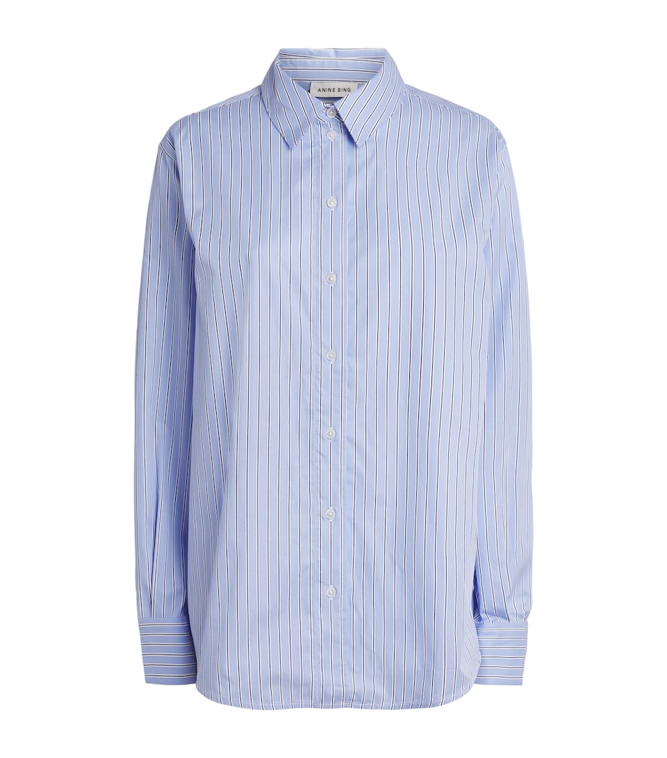 ANINE BING Womens Oversized Stripe Essie Shirt Washed Blue