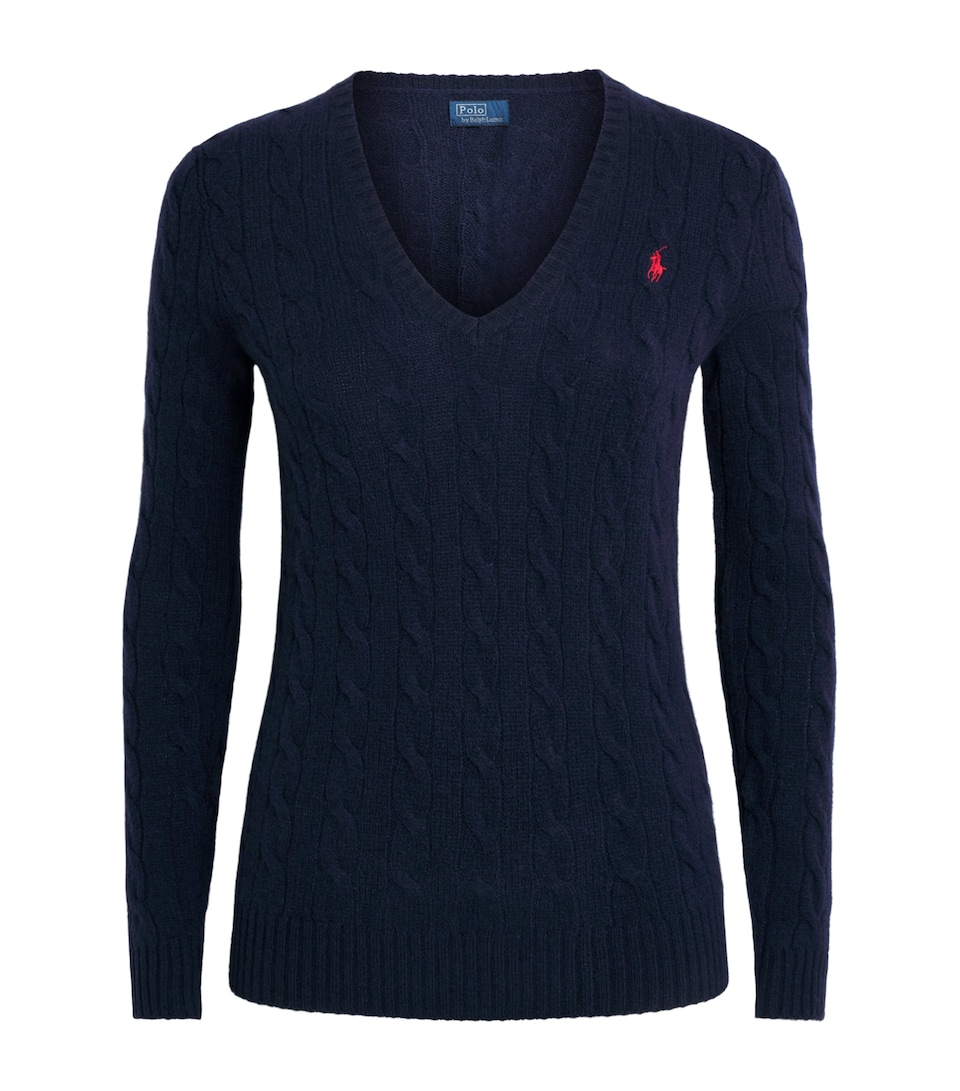 Polo Ralph Lauren Womens Wool-Cashmere Cable-Knit Kimberly Sweater Hunter Navy