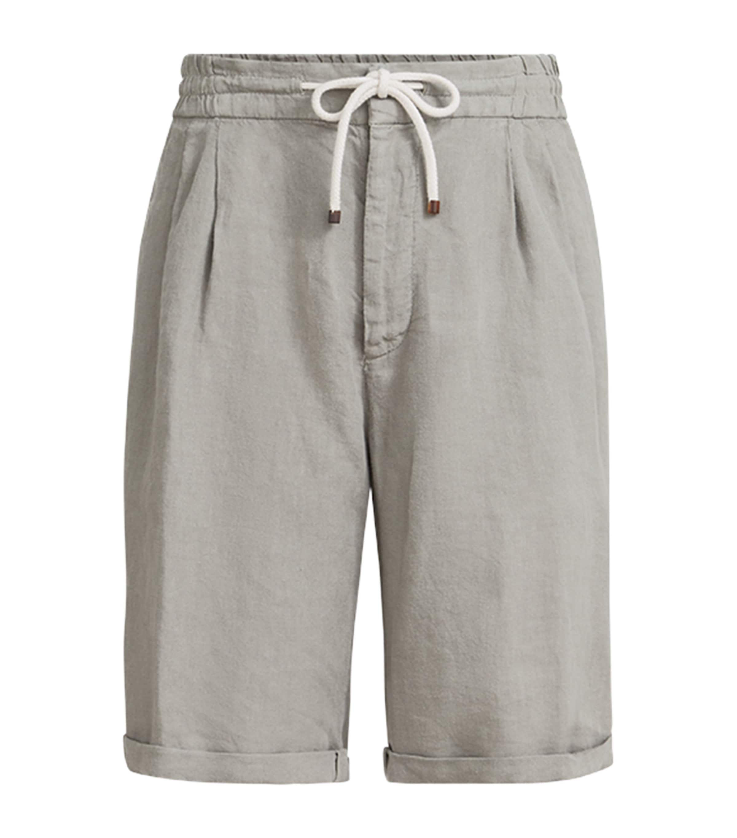 Linen Drawstring Bermuda Shorts