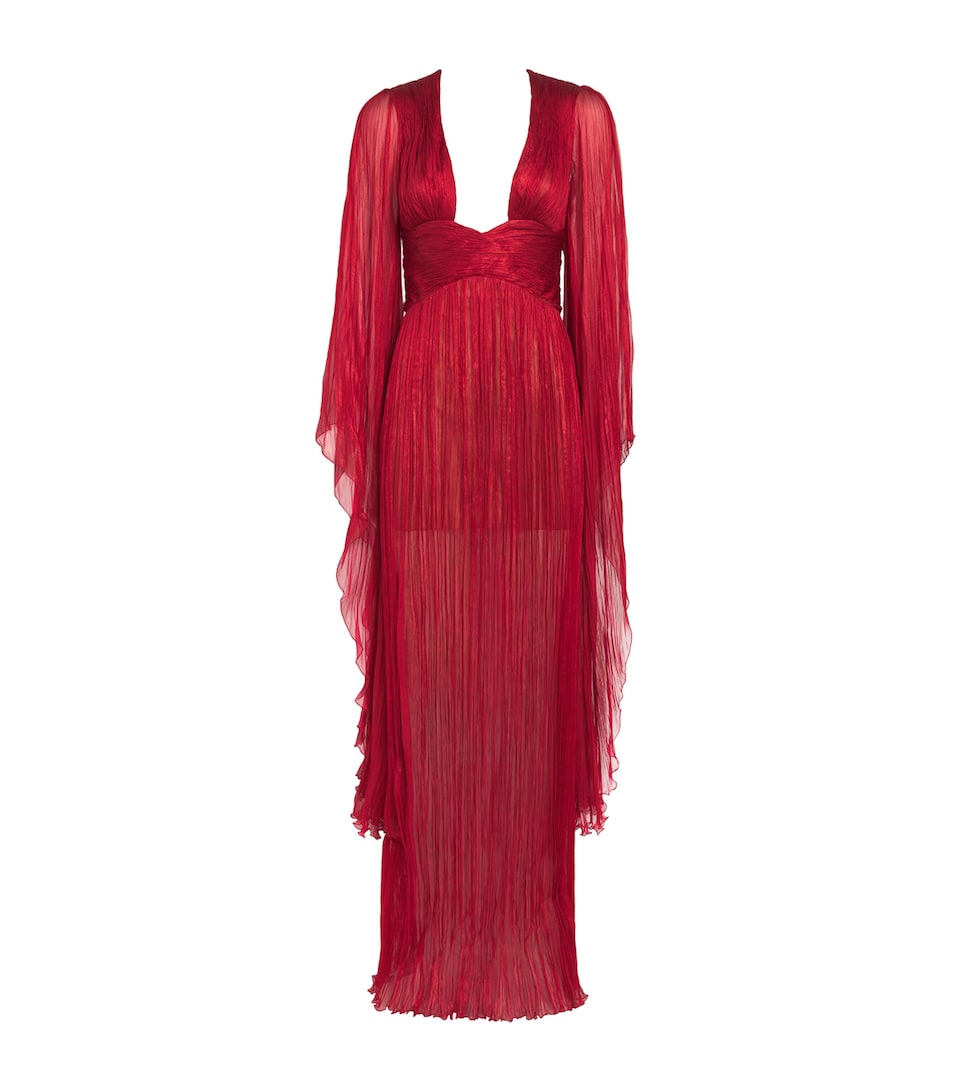 Silk Flared-Sleeve Catia Maxi Dress