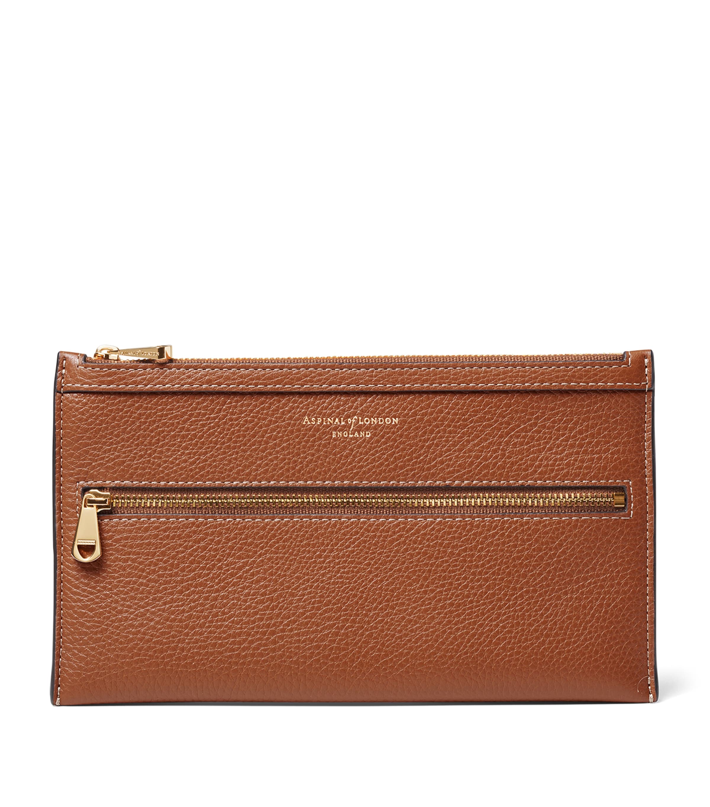 Aspinal Of London Grained Leather Hudson Travel Pouch Tan