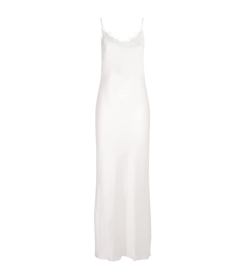 Silk Lace-Trim Maxi Slip Dress