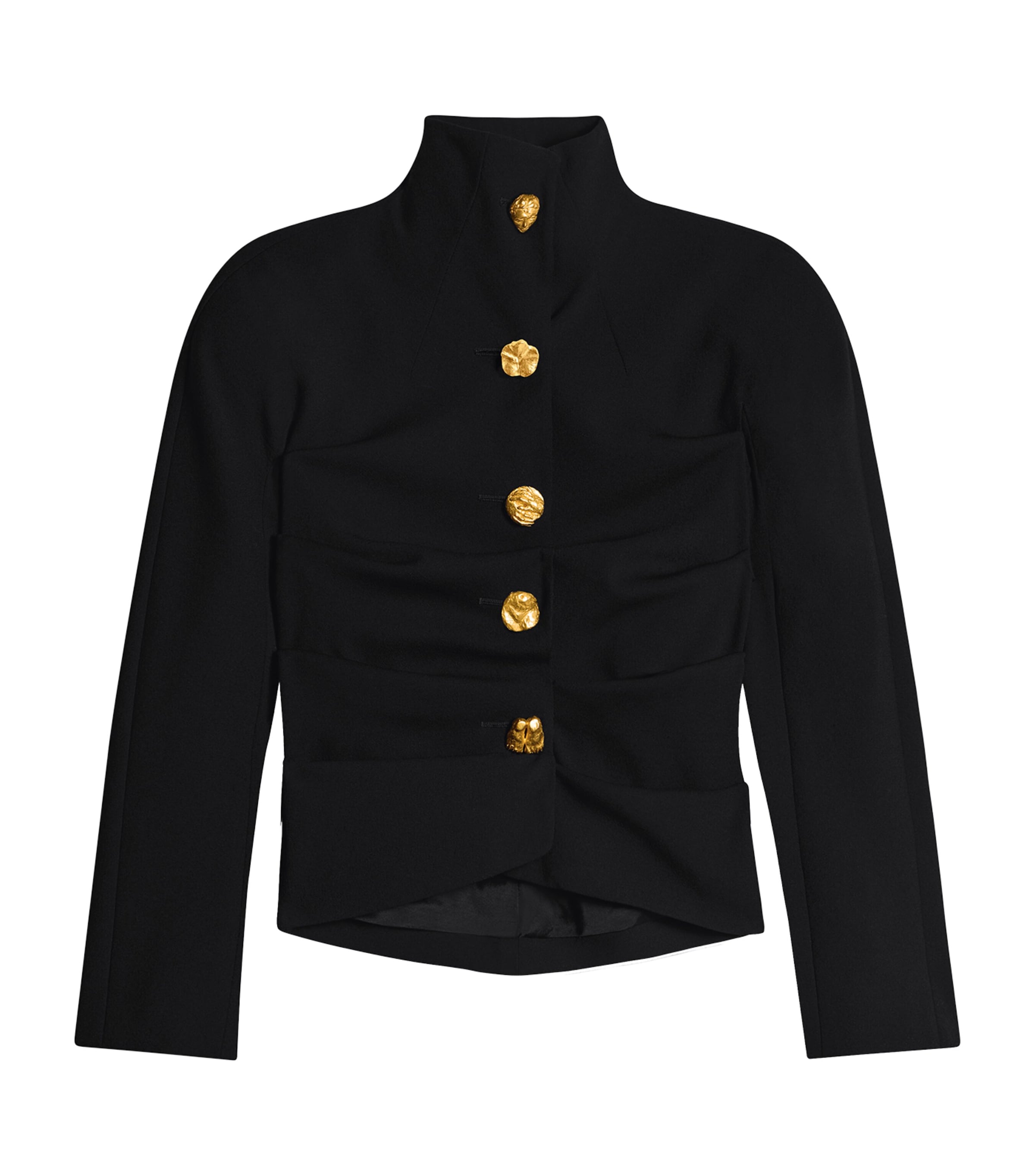 Schiaparelli Womens Wool-Blend Pleated High-Neck Blazer Nude