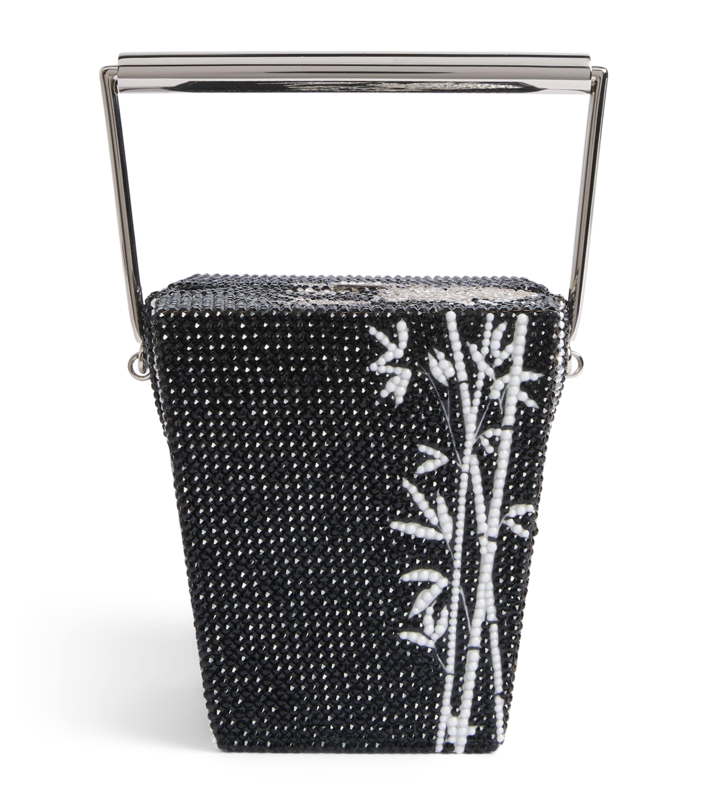 Judith Leiber Take Out Box Bamboo Clutch Bag Sjtmt Silver Jet