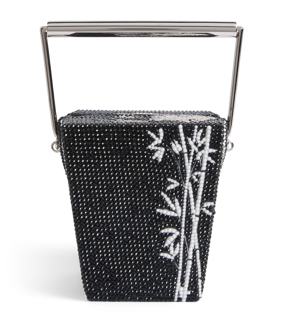 Judith Leiber Take Out Box Bamboo Clutch Bag Sjtmt Silver Jet