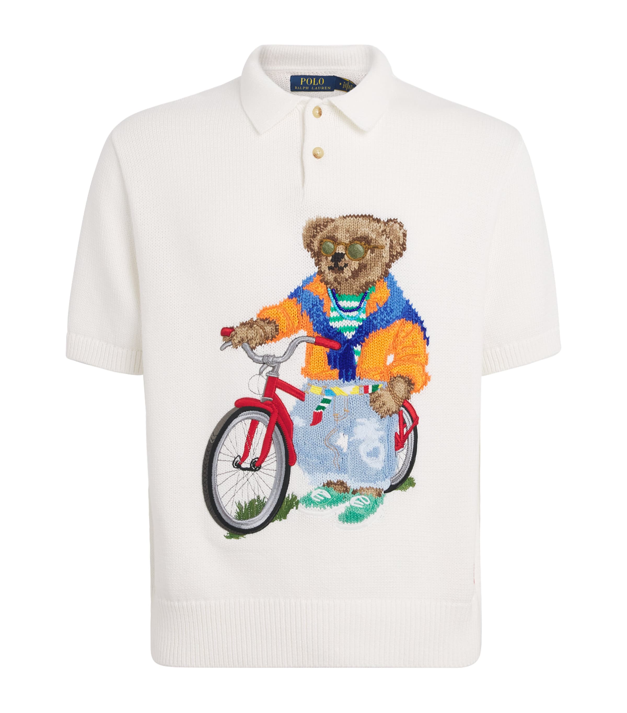 Polo Ralph Lauren Mens Cotton Bear Polo Shirt Deckwash White