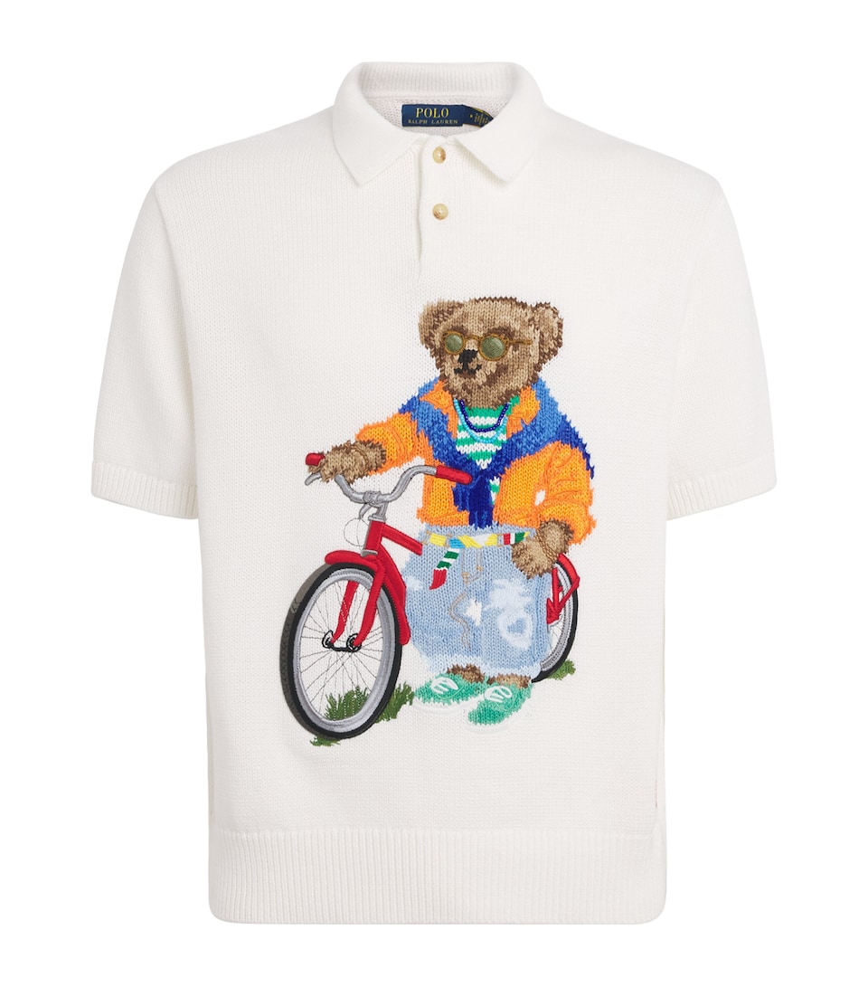 Polo Ralph Lauren Mens Cotton Bear Polo Shirt Deckwash White