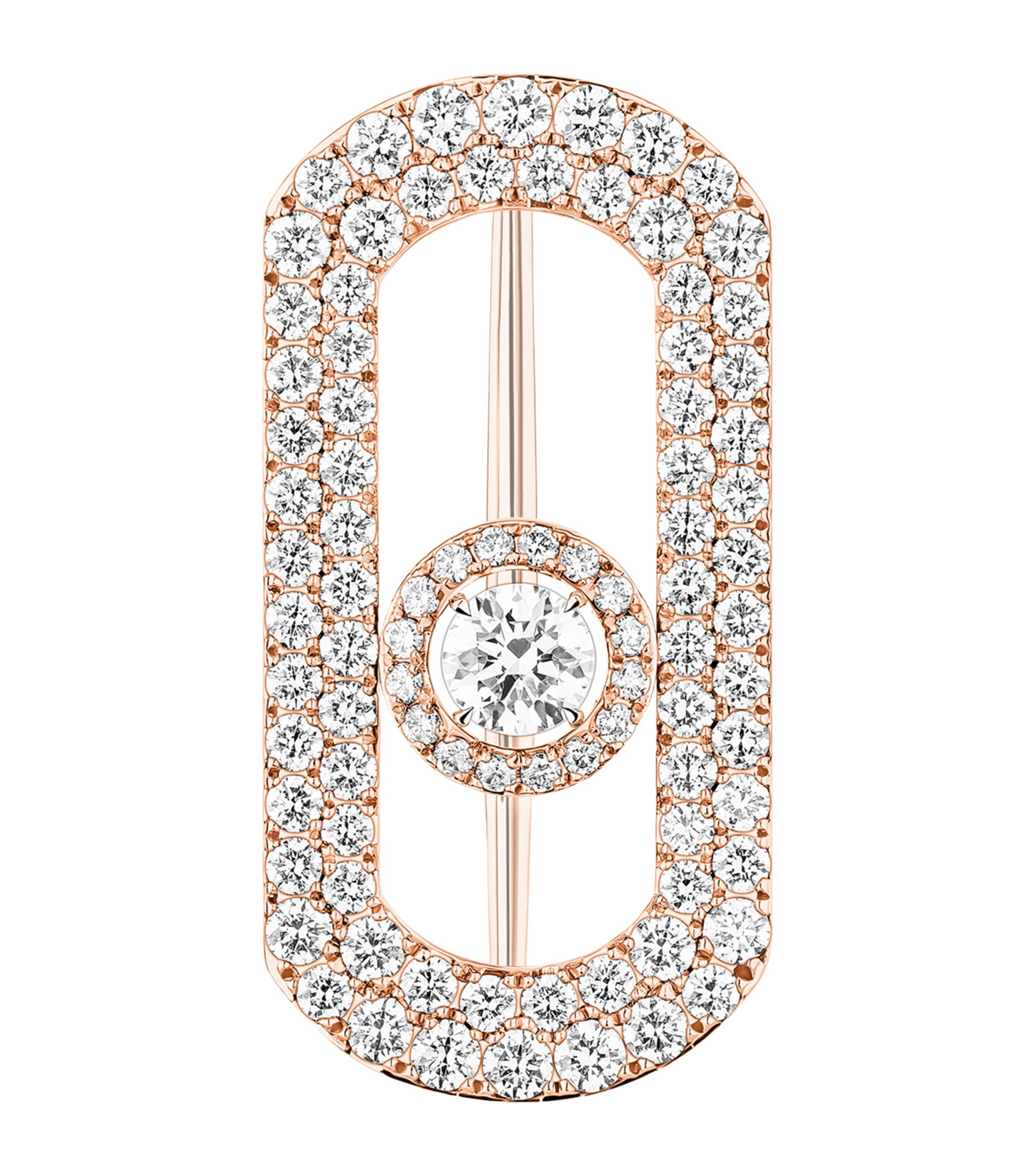 Messika So Move Pink Gold and Diamond Pavé Brooch White Gold