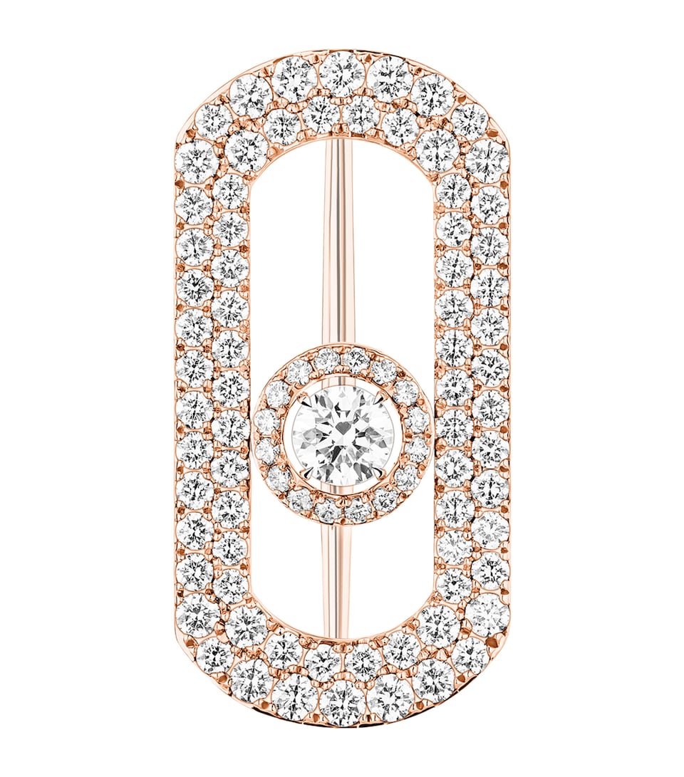 Messika So Move Pink Gold and Diamond Pavé Brooch White Gold