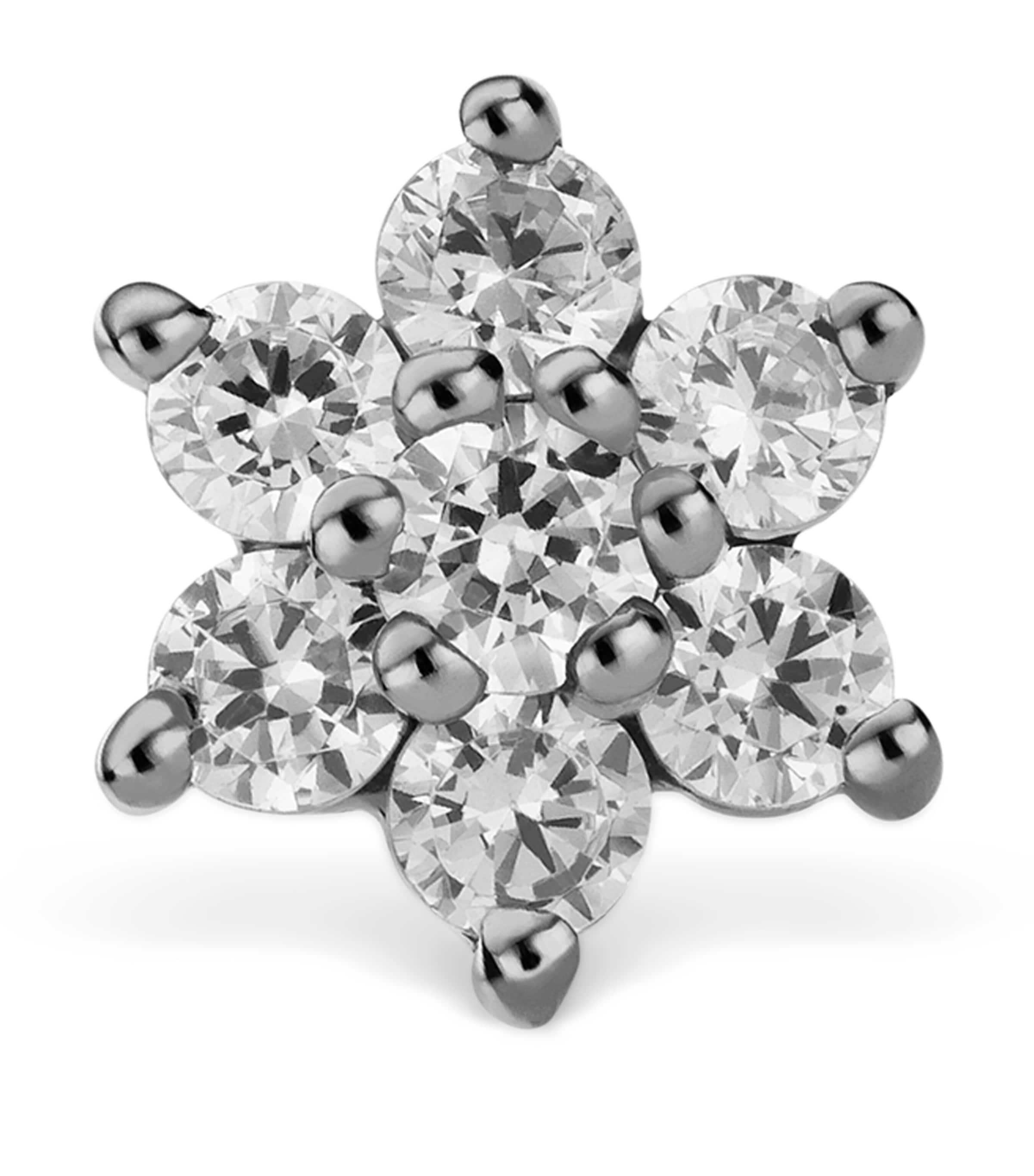 White Gold Diamond Flower Threaded Stud Earring (4.5mm)