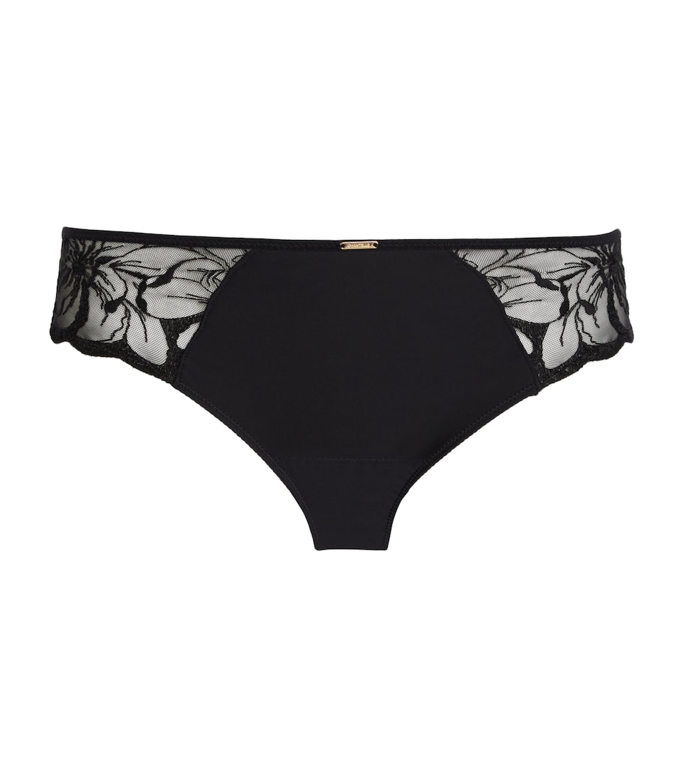 Chantelle Womens Fleurs Brazilian Briefs Black