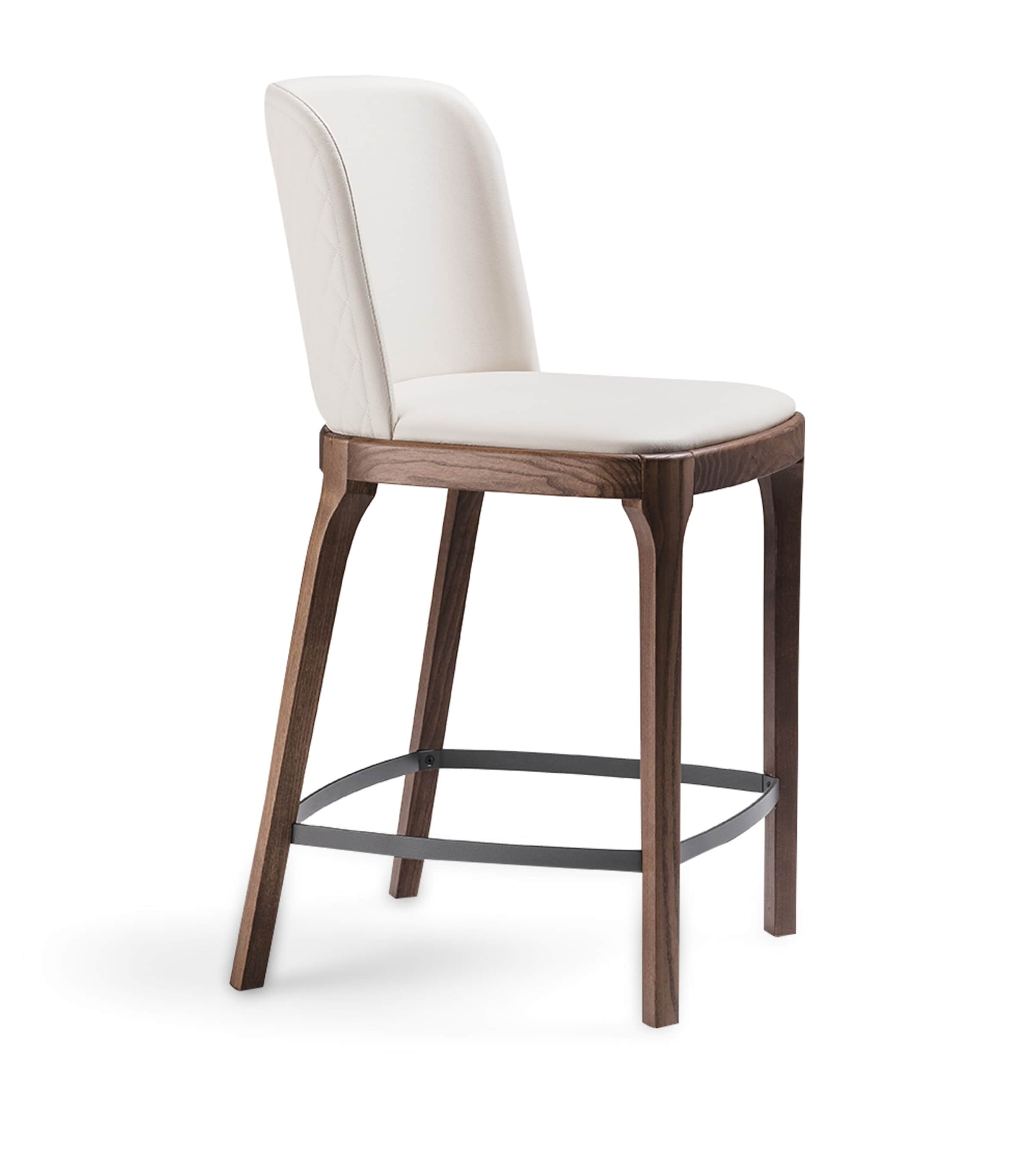 Walnut and Leather Magda Couture Stool