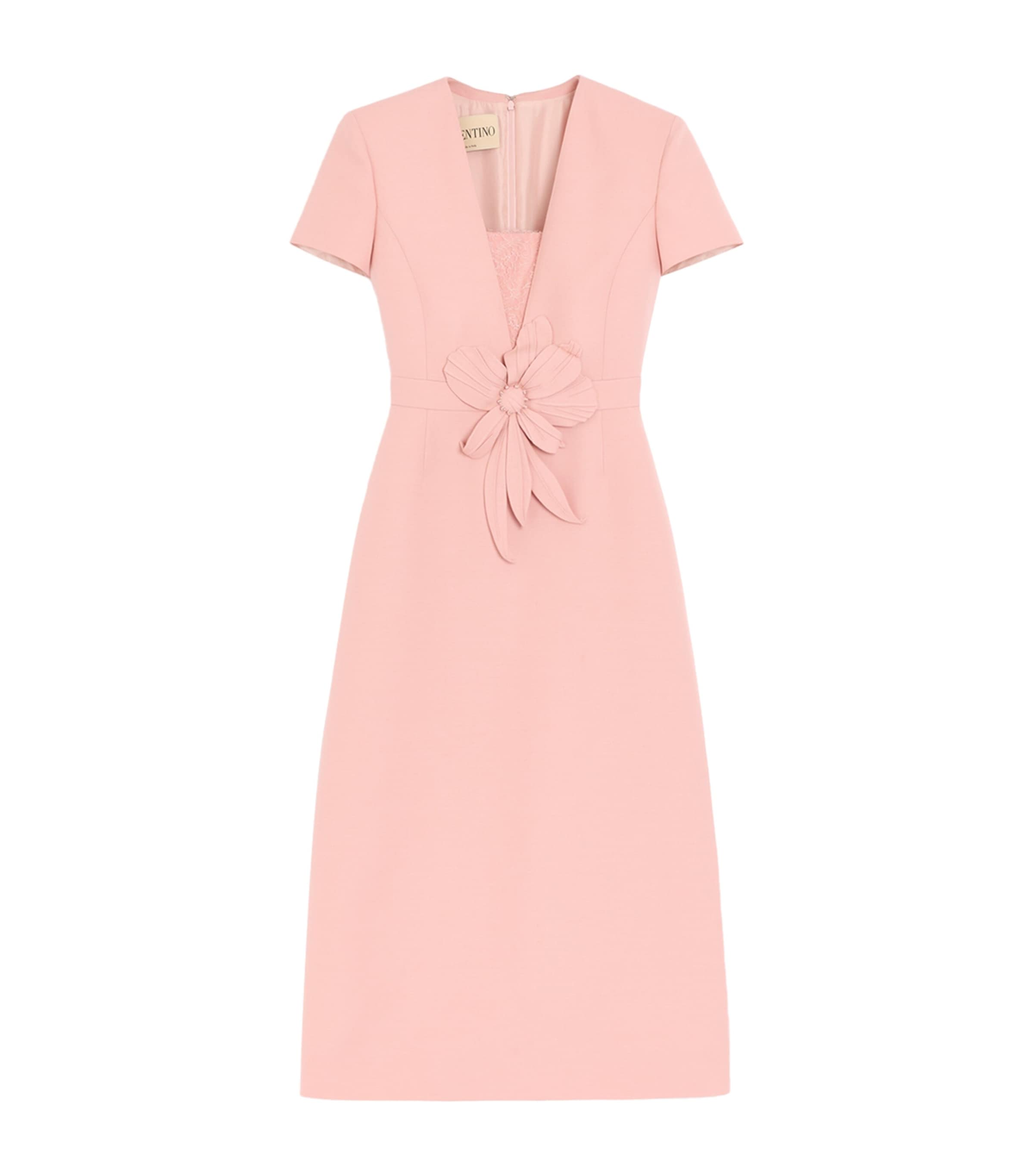 Wool-Silk Floral Midi Dress