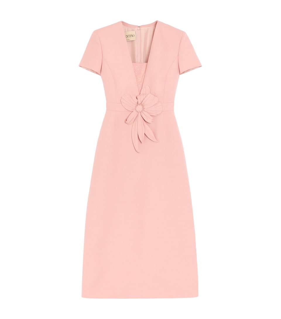 Wool-Silk Floral Midi Dress