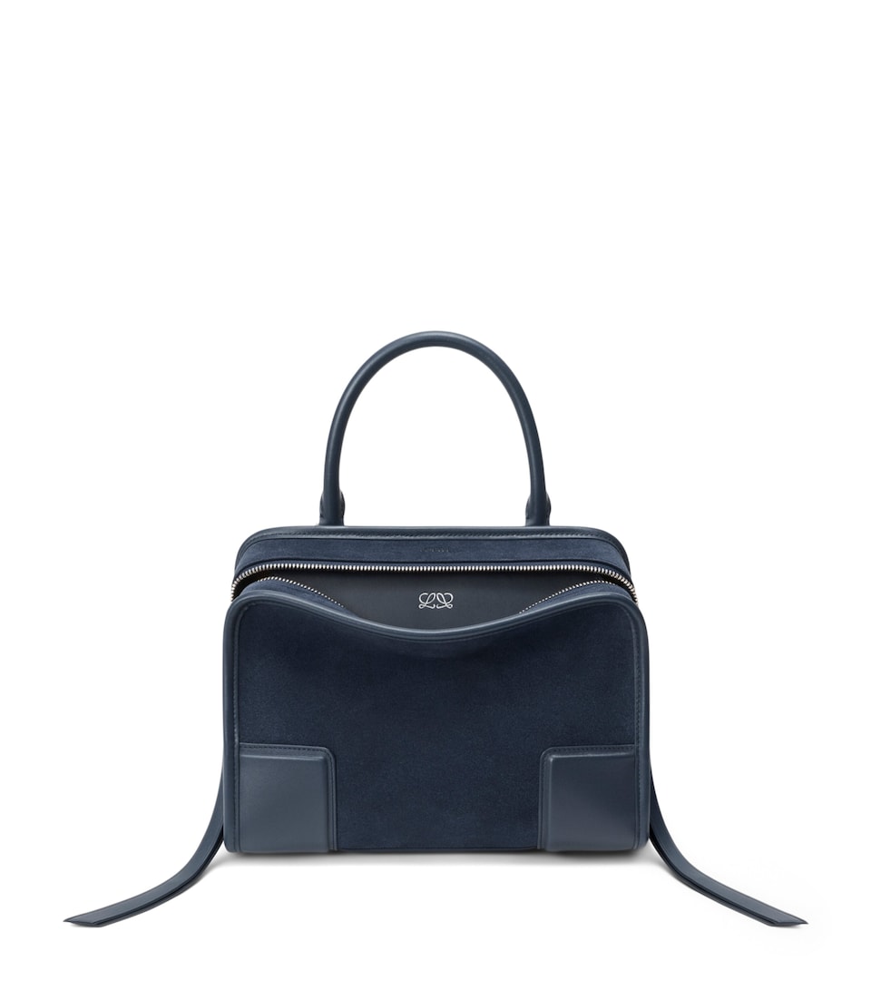 LOEWE Small Suede Amazona 180 Top-Handle Bag Deep Navy