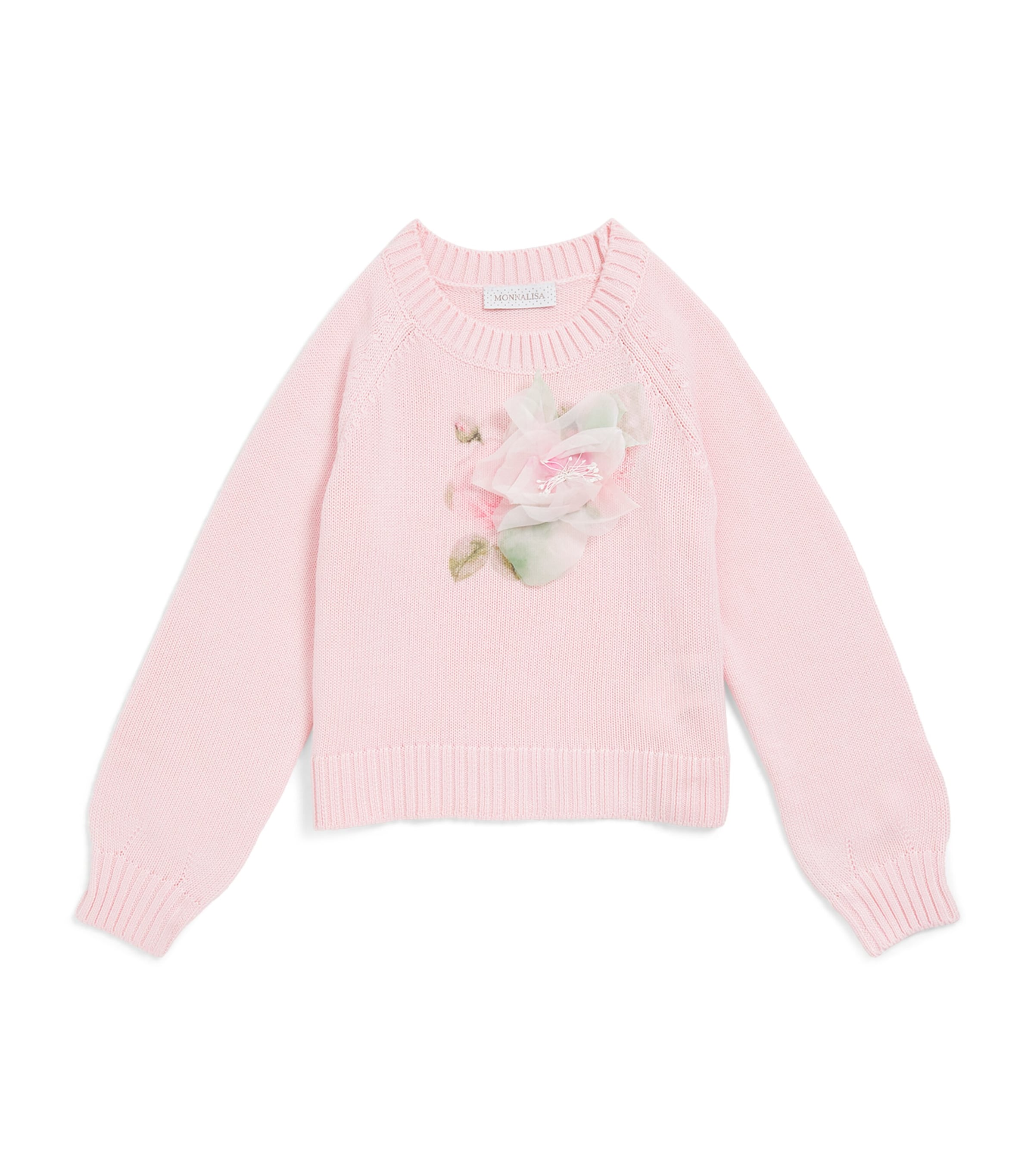 Monnalisa Knitted Appliqué Sweater (4-12 Years) Rosa Antico