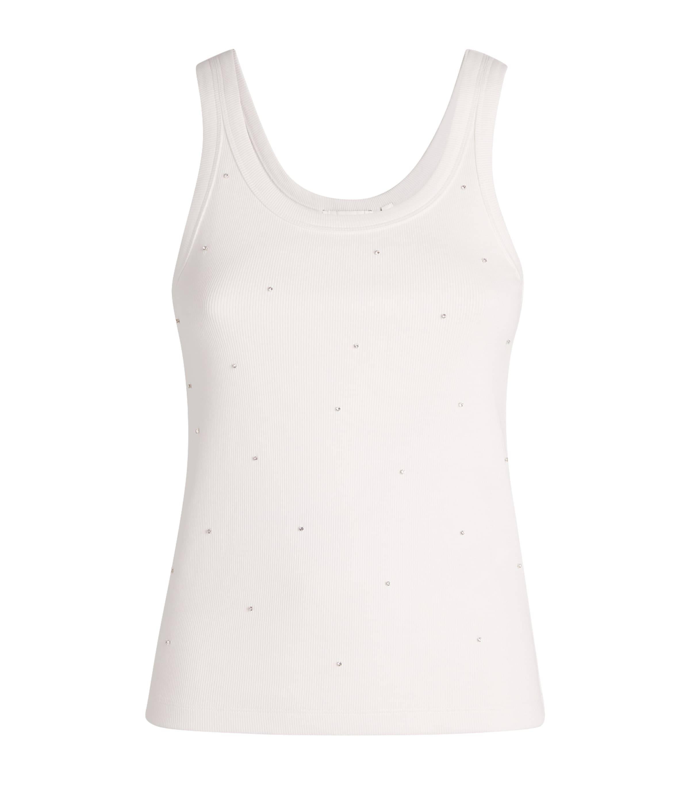 Stretch-Cotton Diamanté Tank Top