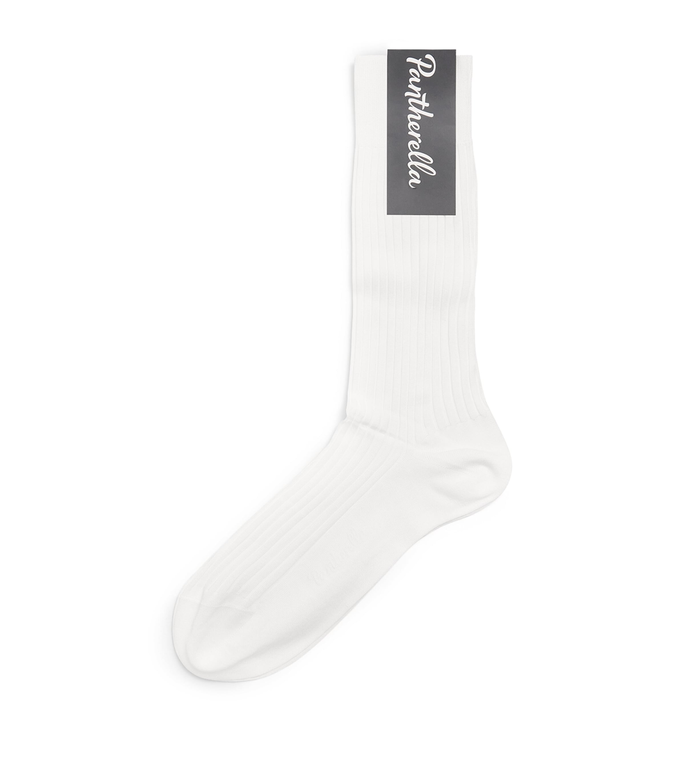 Pantherella Mens Ribbed Danvers Socks White